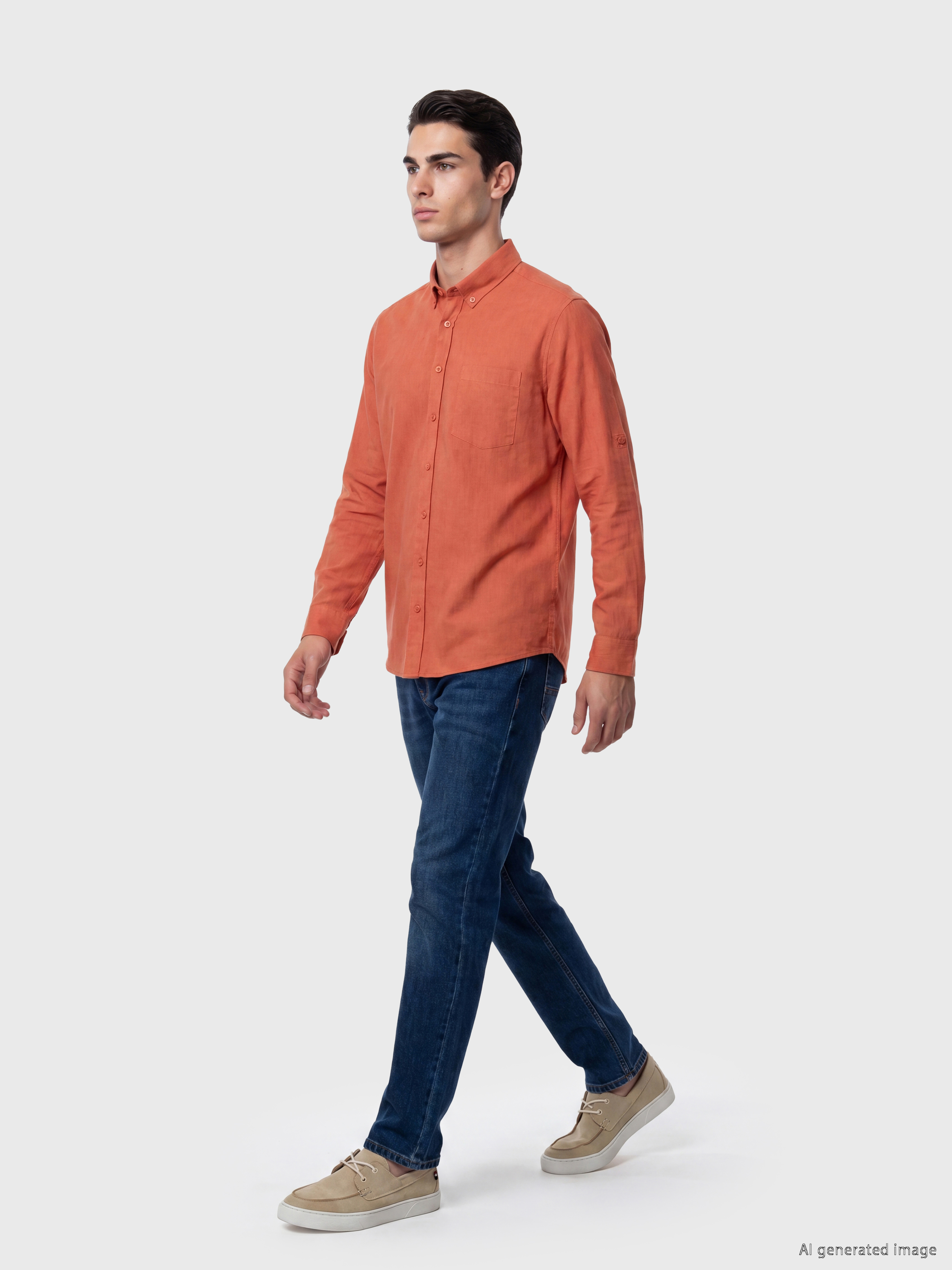 LCWAIKIKI Classic Regular Fit Keten Karışımlı Erkek Gömlek görsel 2