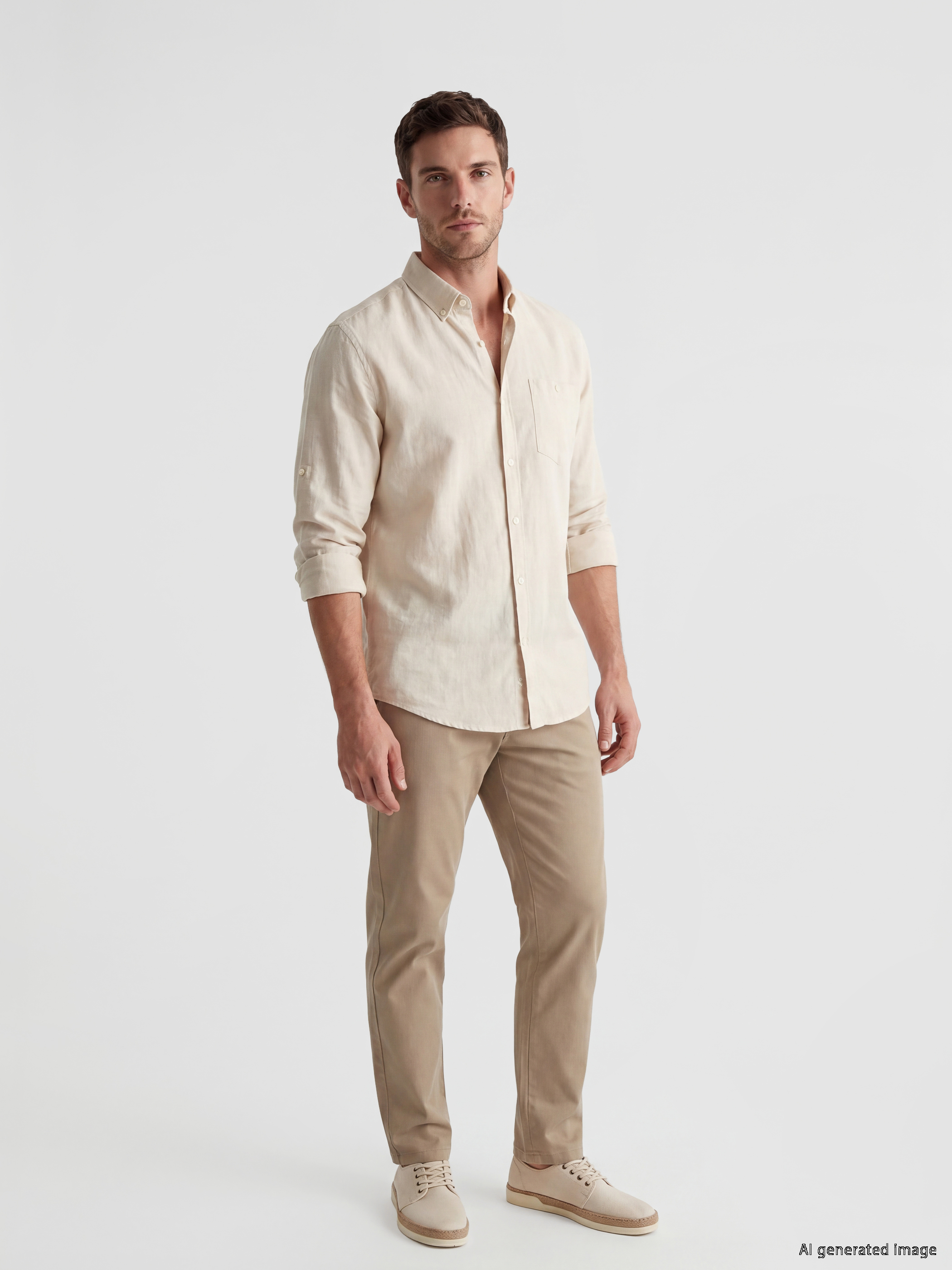 LCWAIKIKI Classic Regular Fit Keten Karışımlı Erkek Gömlek görsel 2