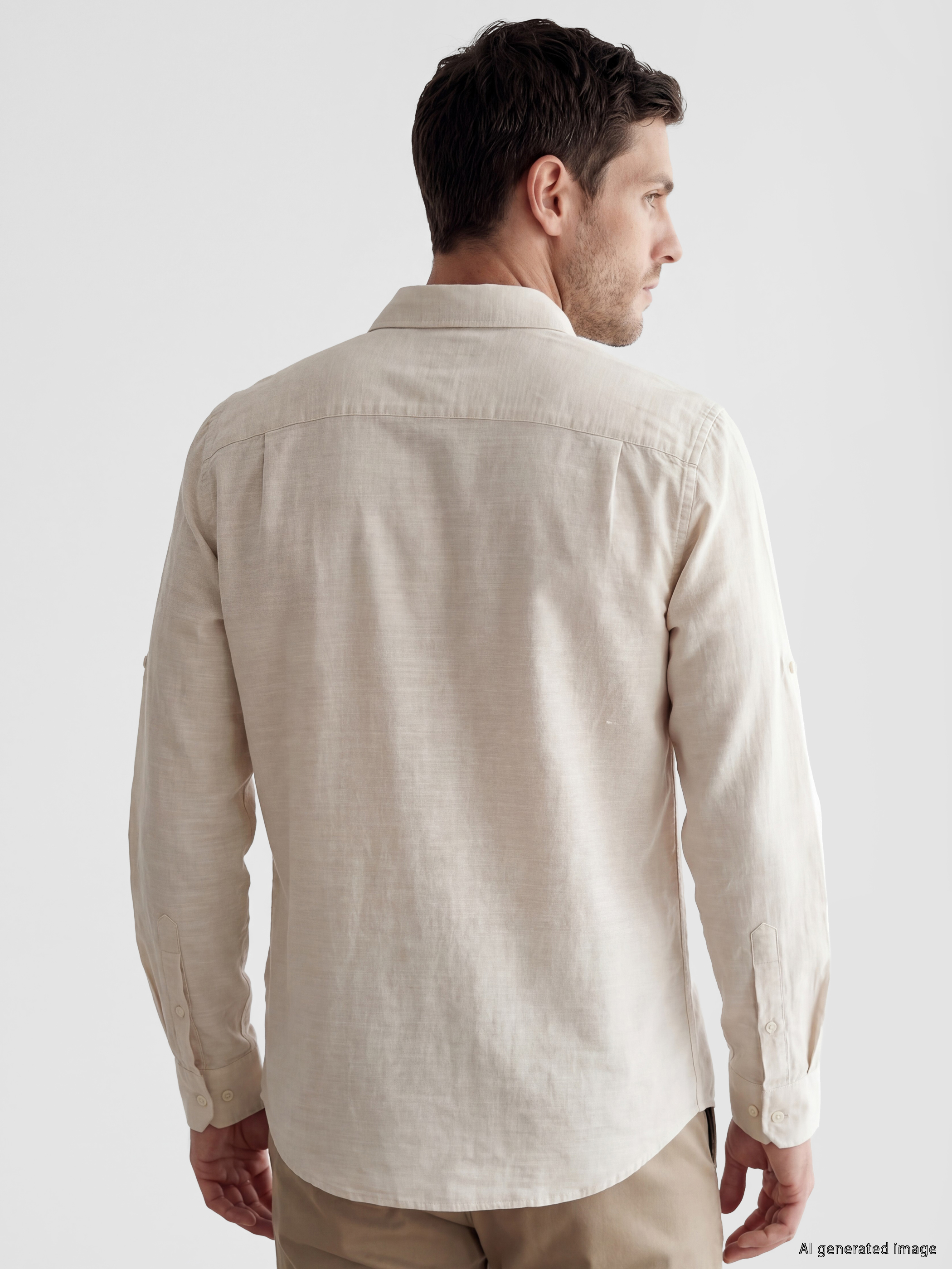 LCWAIKIKI Classic Regular Fit Keten Karışımlı Erkek Gömlek görsel 3