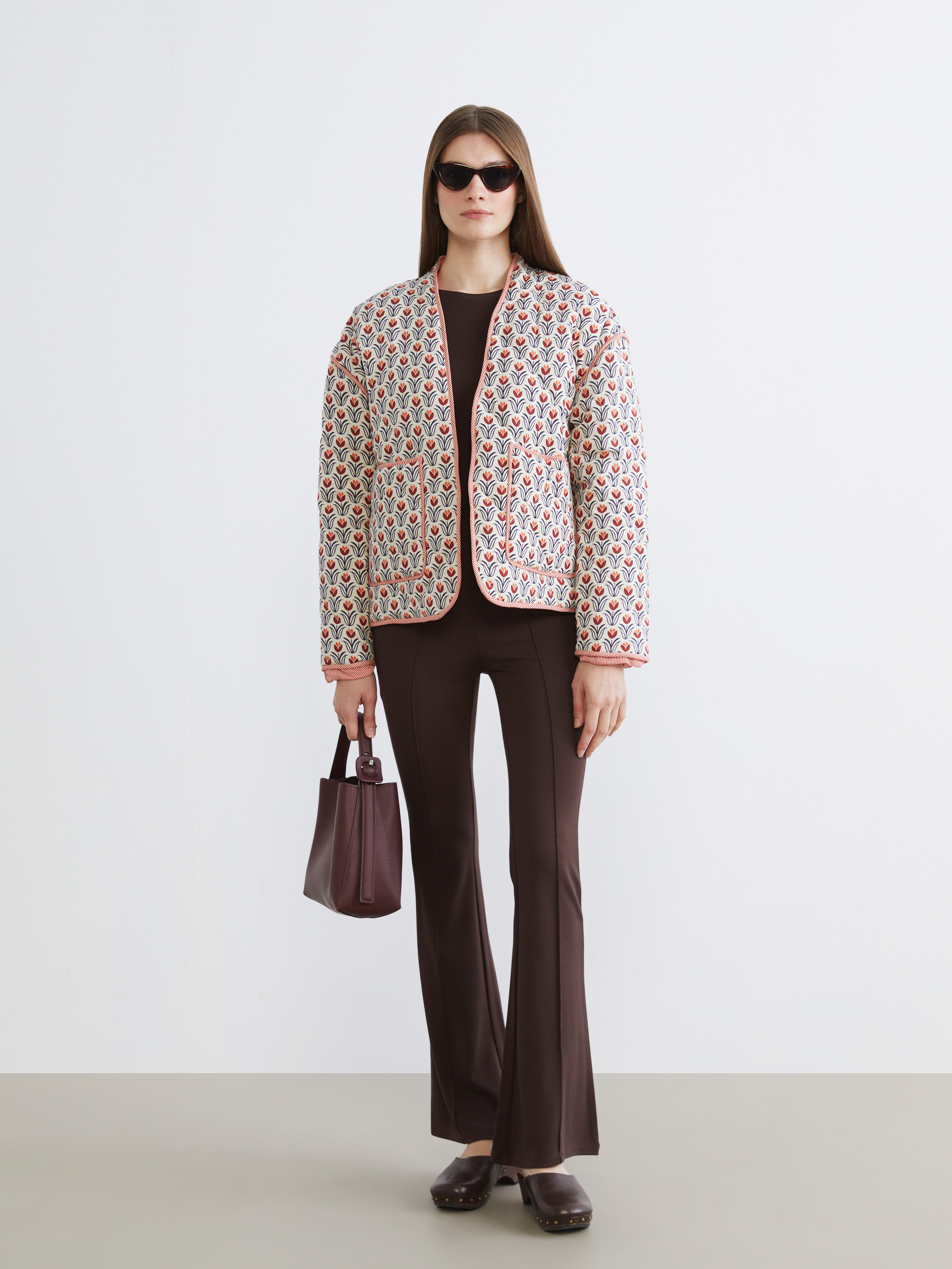 LCW Modest Çiçekli Oversize Kadın Ceket görsel 2