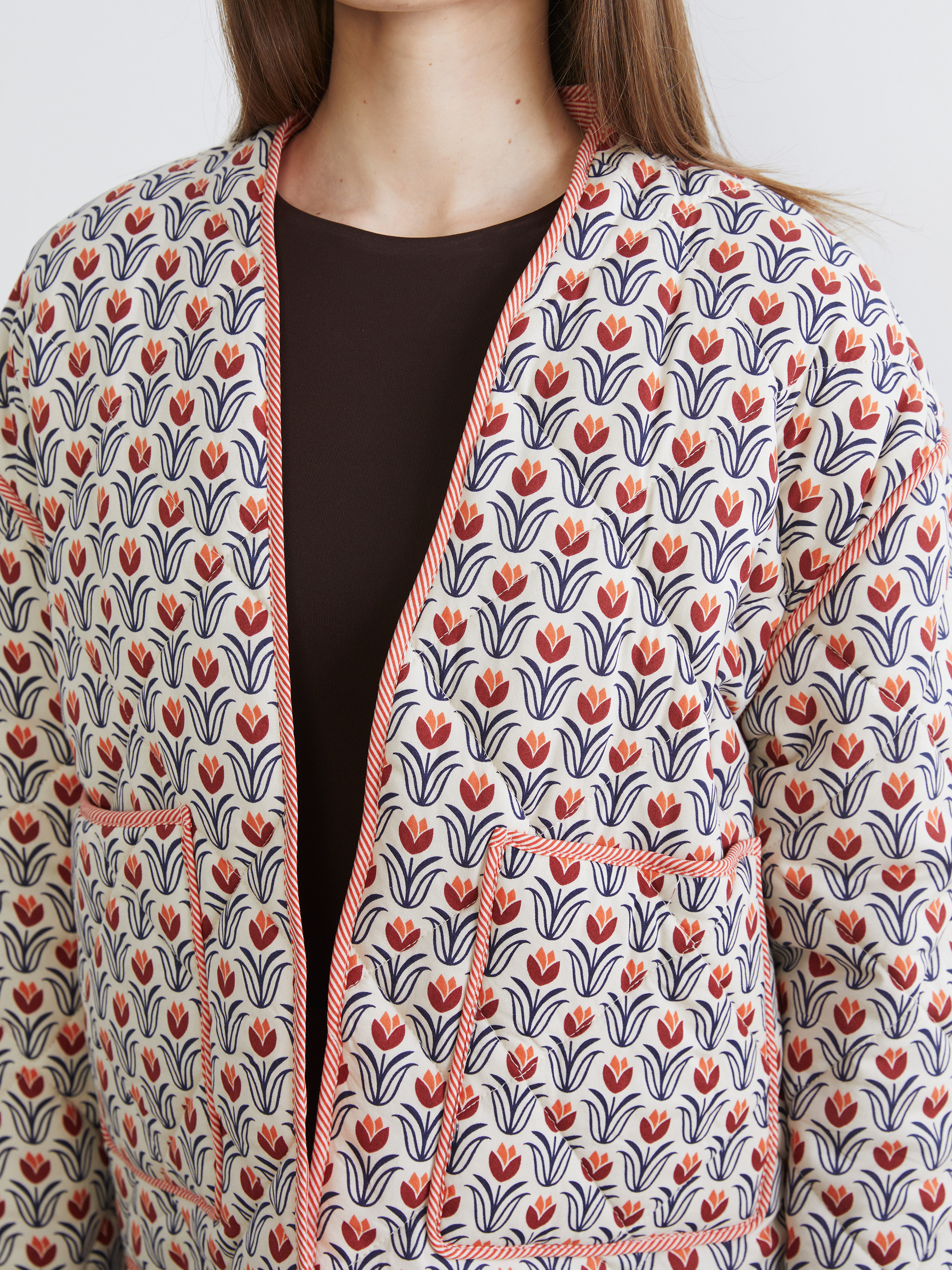 LCW Modest Çiçekli Oversize Kadın Ceket görsel 3