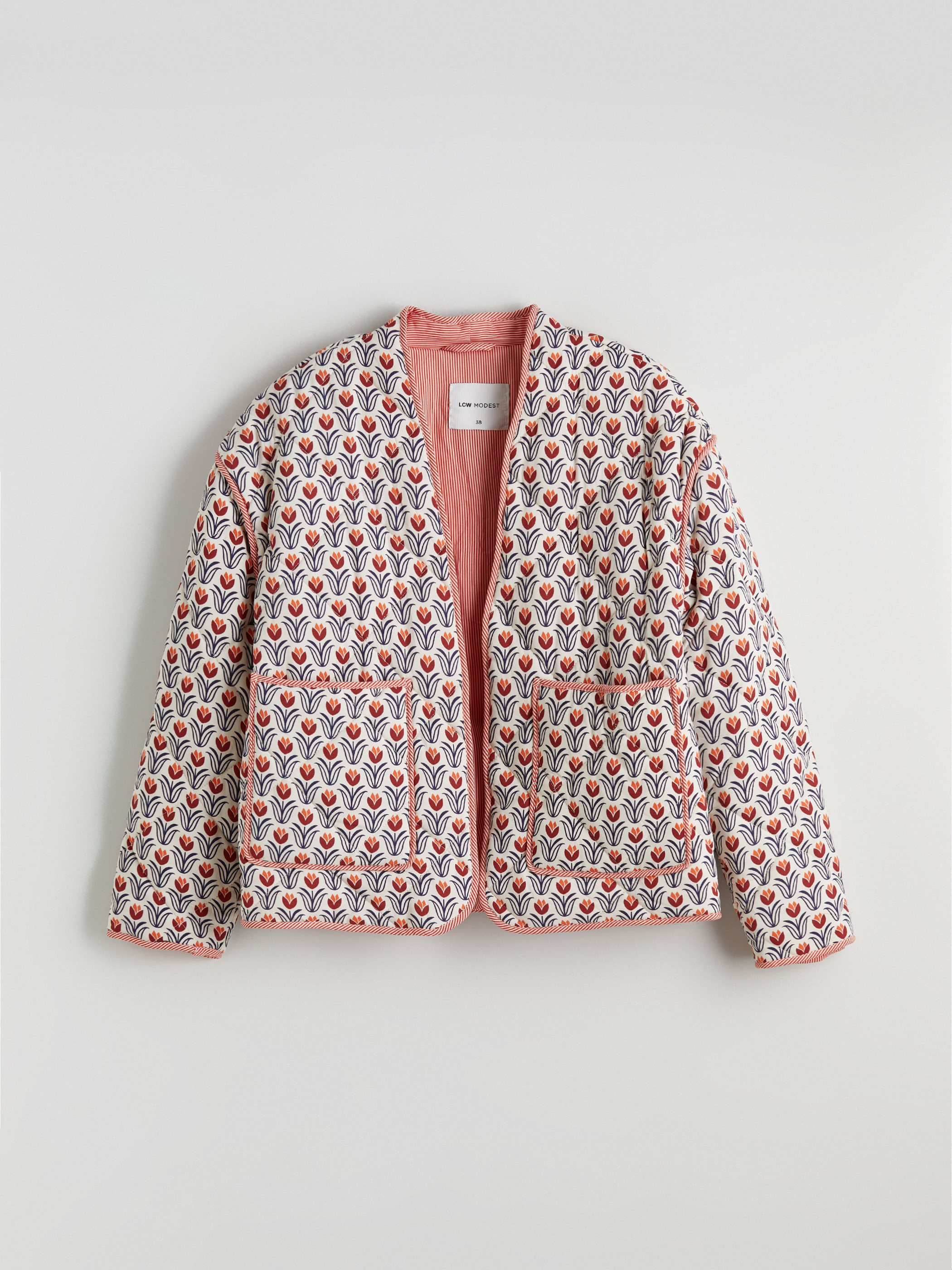 LCW Modest Çiçekli Oversize Kadın Ceket görsel 6