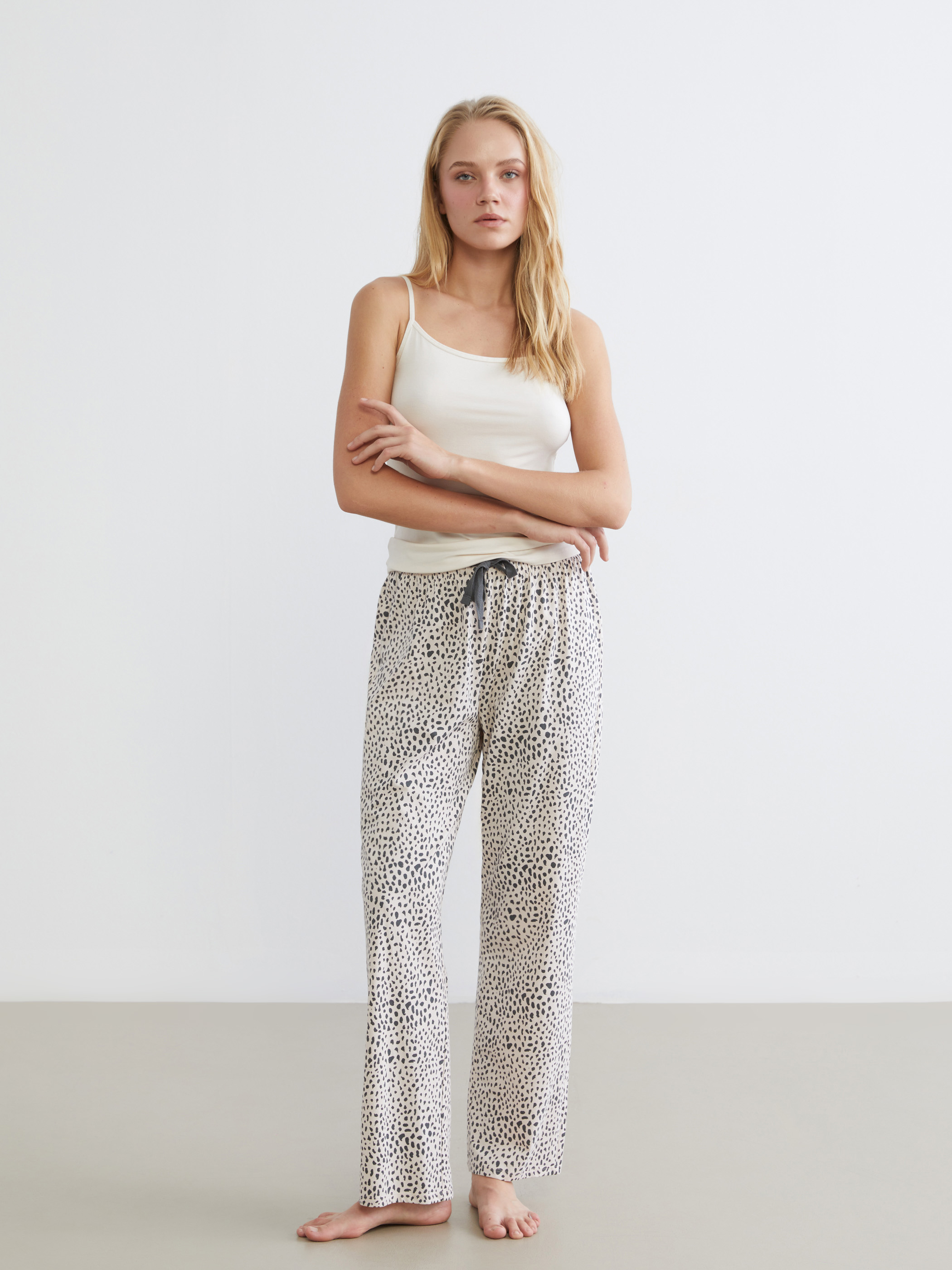 LCW DREAM Beli Lastikli Leopar Desenli Kadın Pijama Altı
