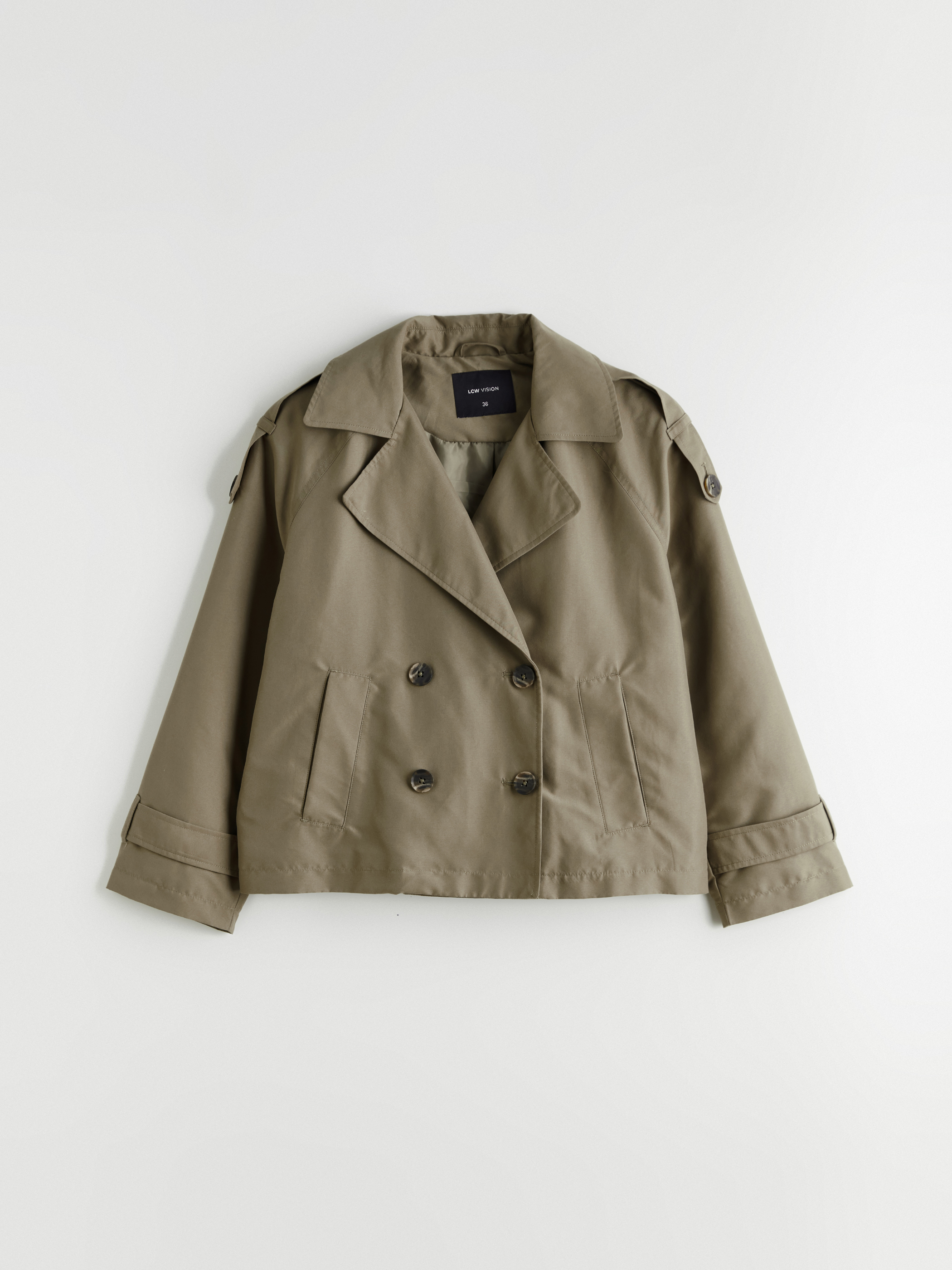 LCW Vision Kruvaze Yaka Oversize Kadın Trençkot görsel 6