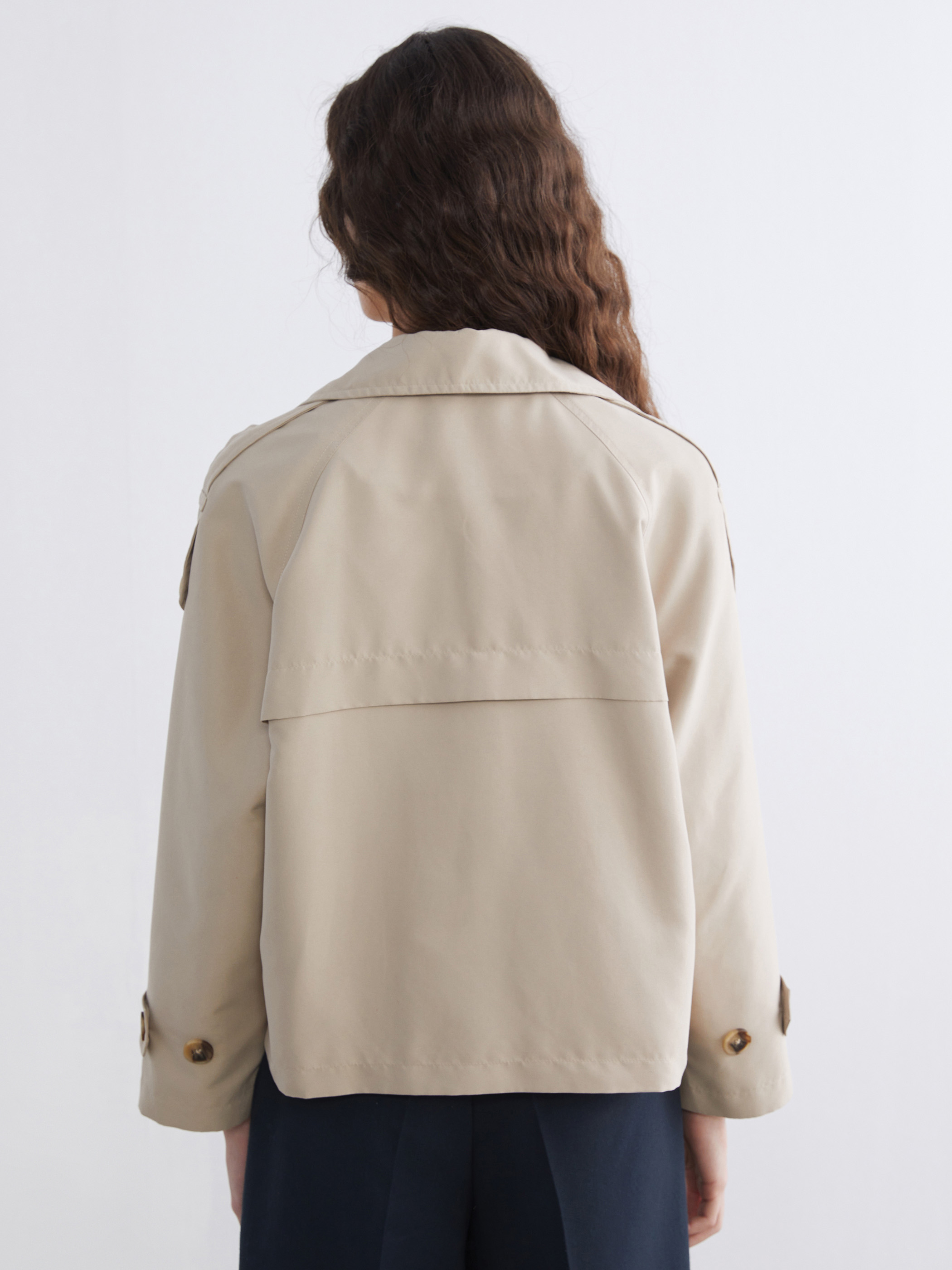 LCW Vision Kruvaze Yaka Oversize Kadın Trençkot görsel 5