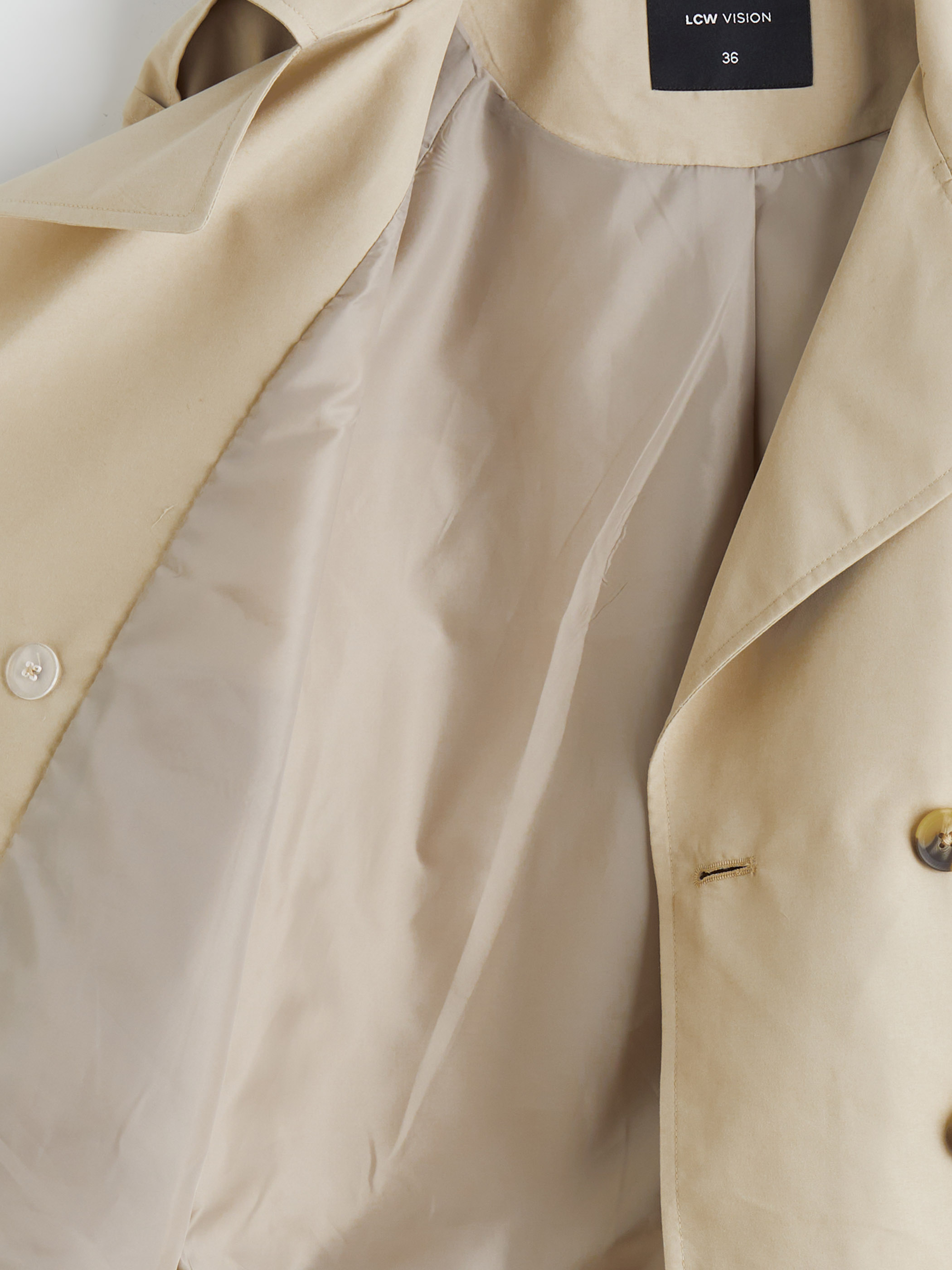 LCW Vision Kruvaze Yaka Oversize Kadın Trençkot görsel 7