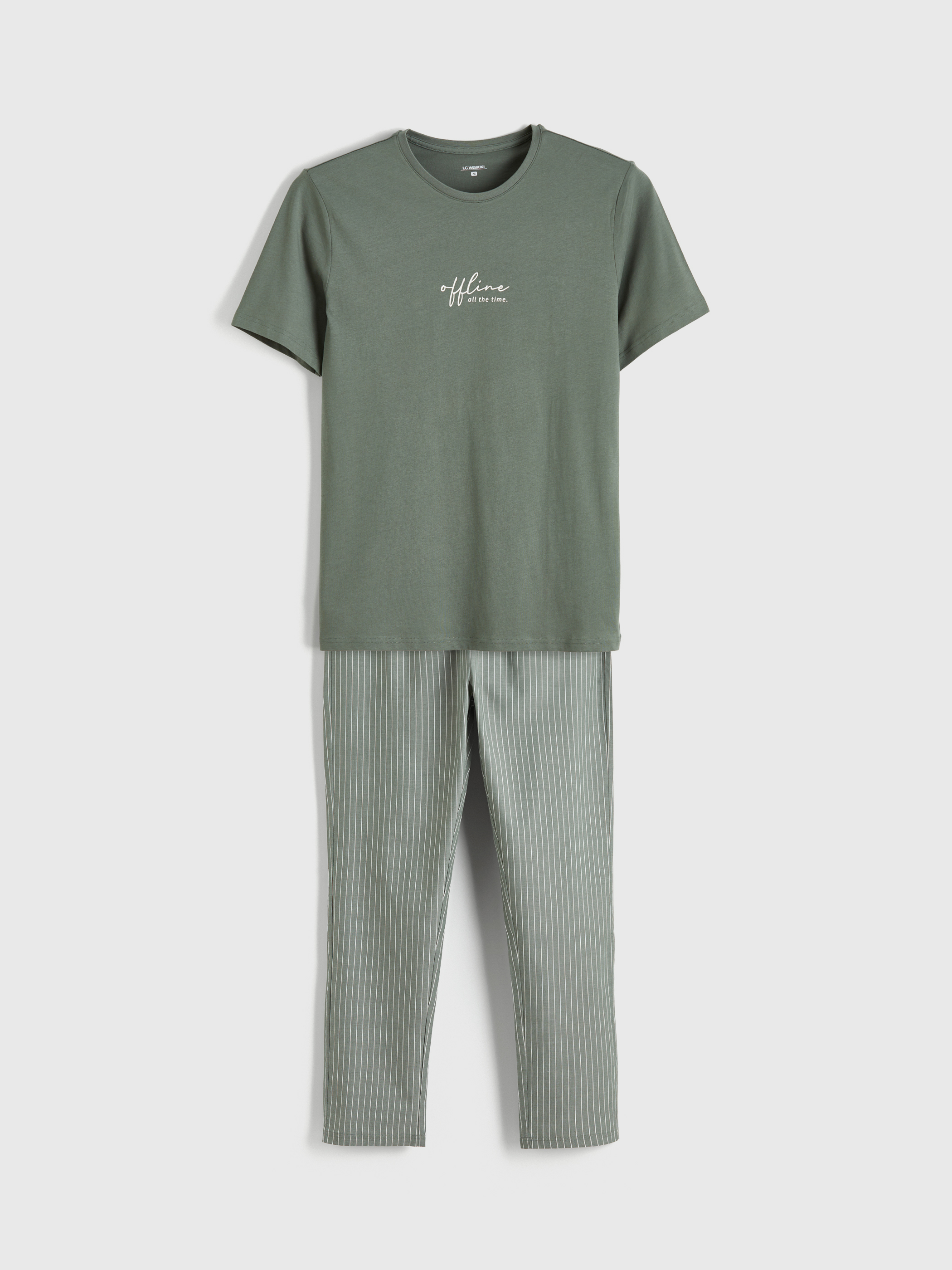 LC WAIKIKI Bisiklet Yaka Baskılı Erkek Pijama Takım görsel 5