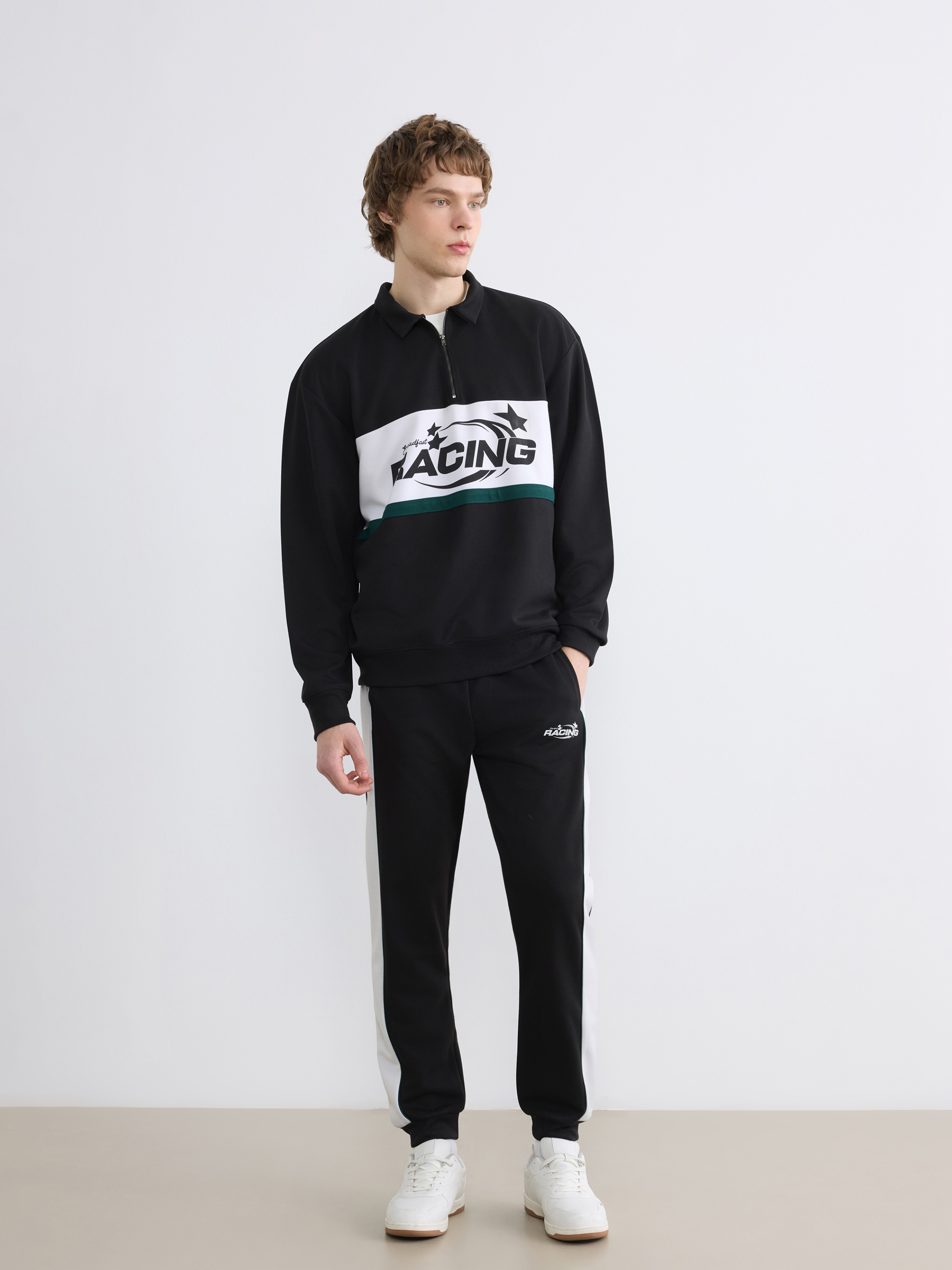 XSIDE Polo Yaka Baskılı Erkek Sweatshirt görsel 2