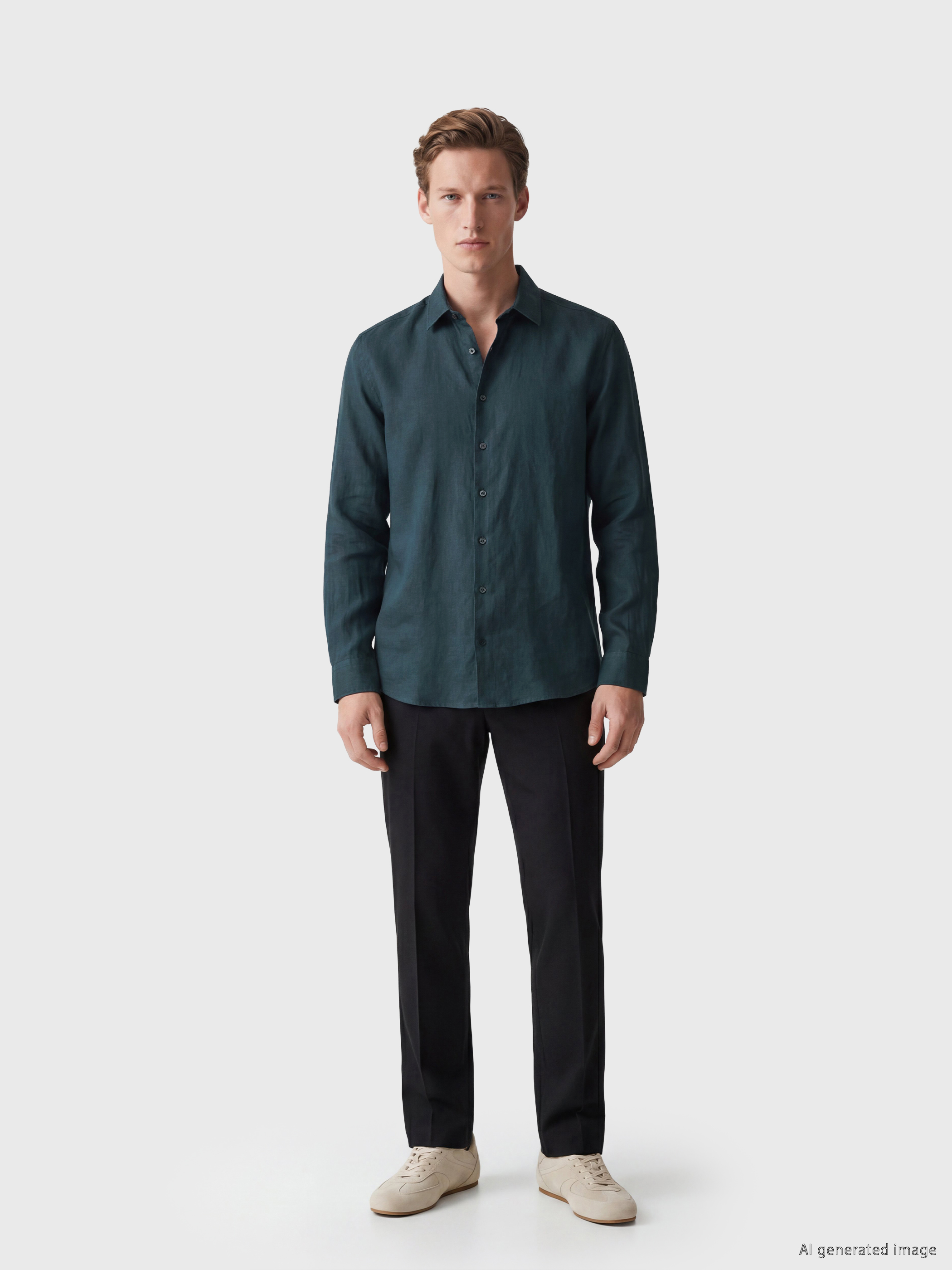 SOUTHBLUE Regular Fit %100 Keten Erkek Gömlek görsel 2