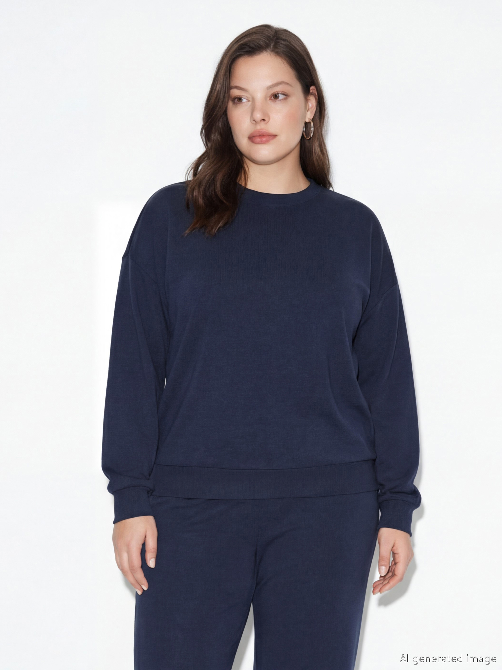 LCW Vision Bisiklet Yaka Oversize Kadın Sweatshirt görsel 2