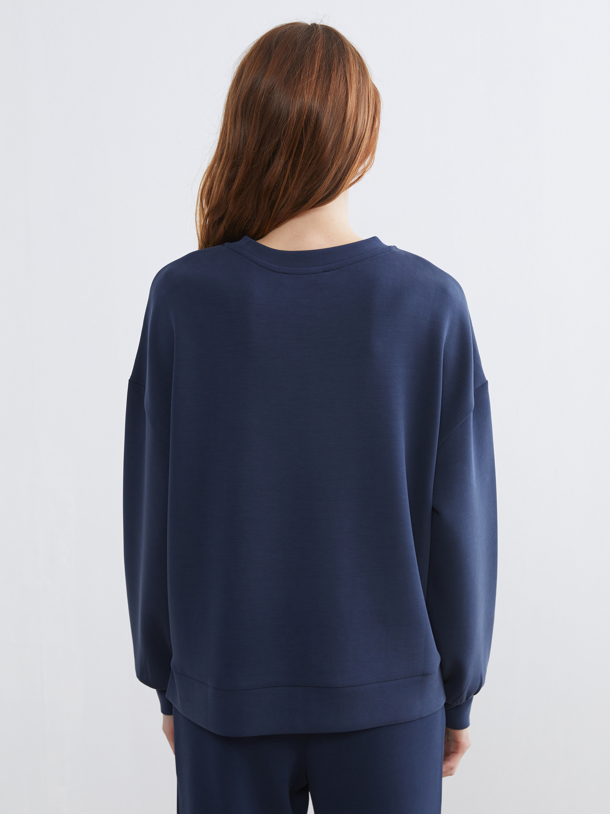 LCW Vision Bisiklet Yaka Oversize Kadın Sweatshirt görsel 5