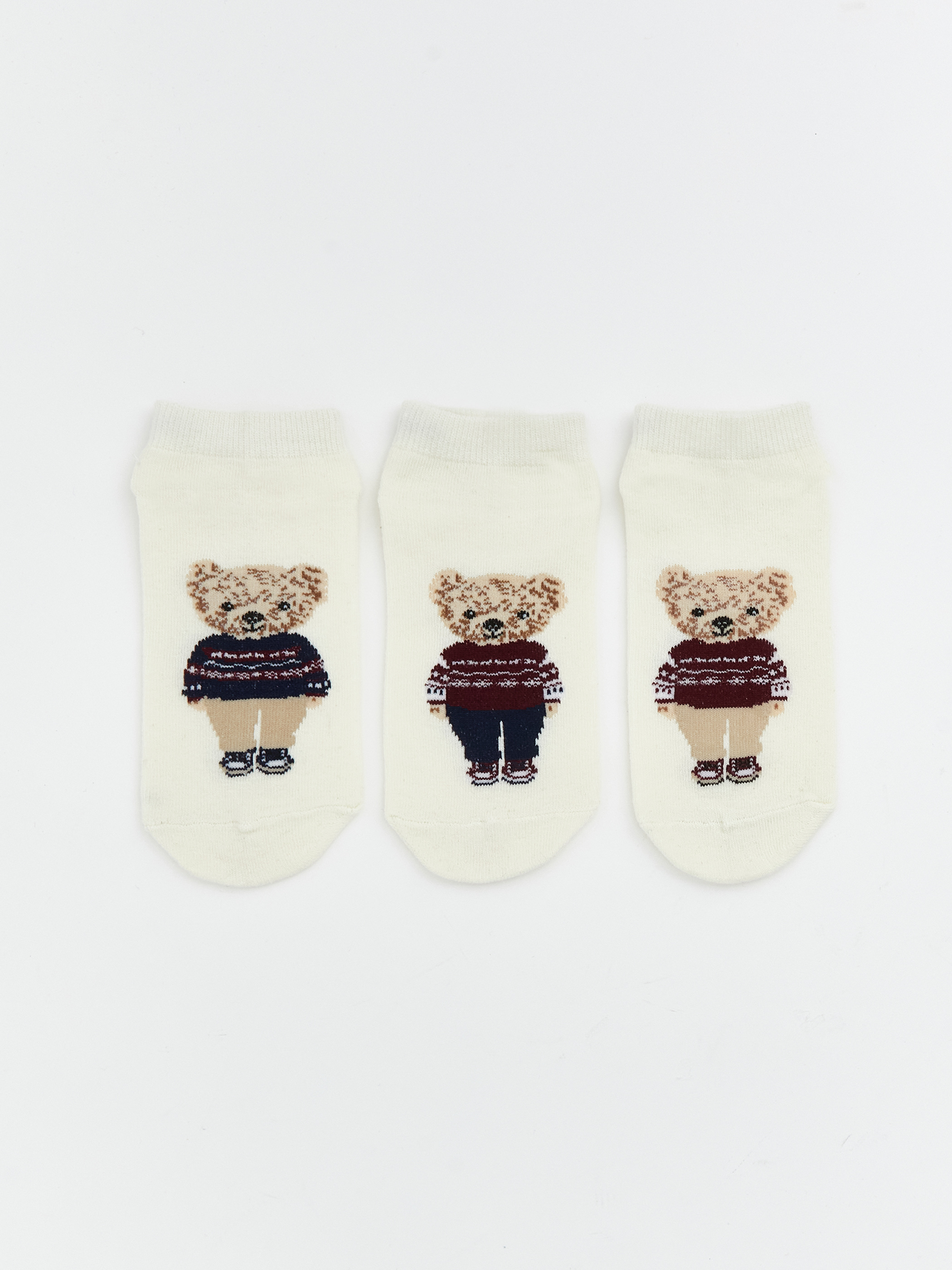 LCW DREAM Ayı Teddy Baskılı Kadın Sneaker Çorap 3'lü