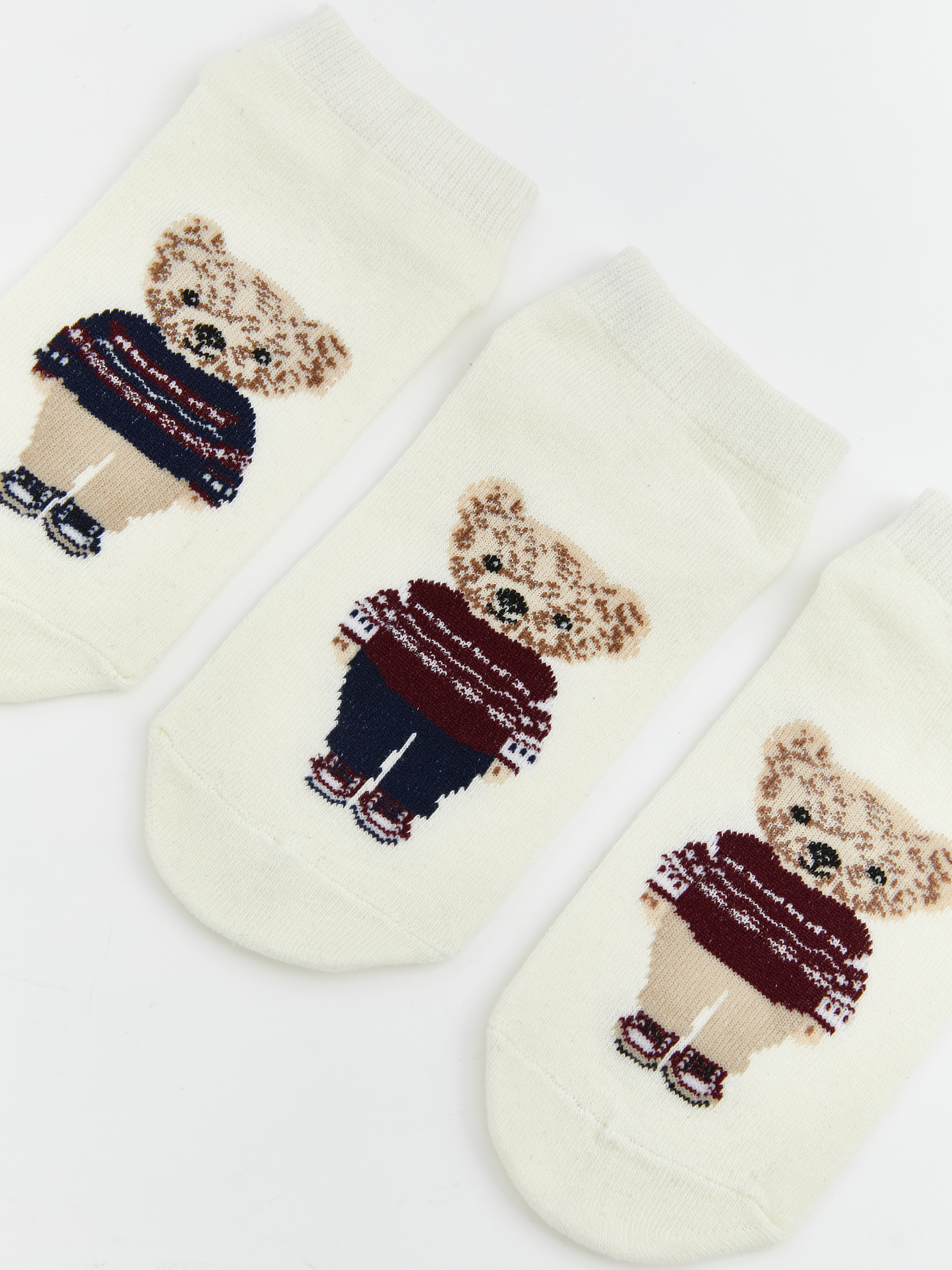 LCW DREAM Ayı Teddy Baskılı Kadın Sneaker Çorap 3'lü görsel 2