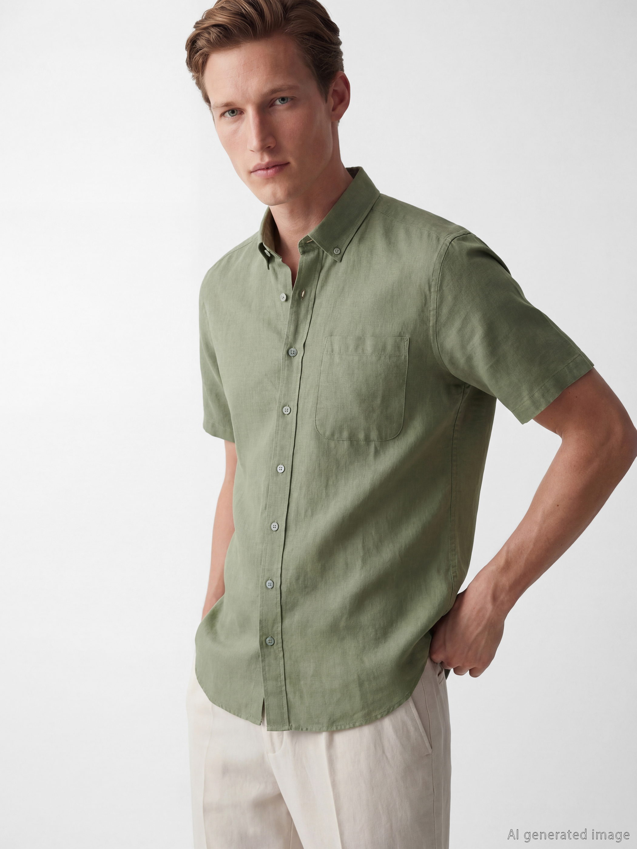 SOUTHBLUE Regular Fit Keten Karışımlı Erkek Gömlek