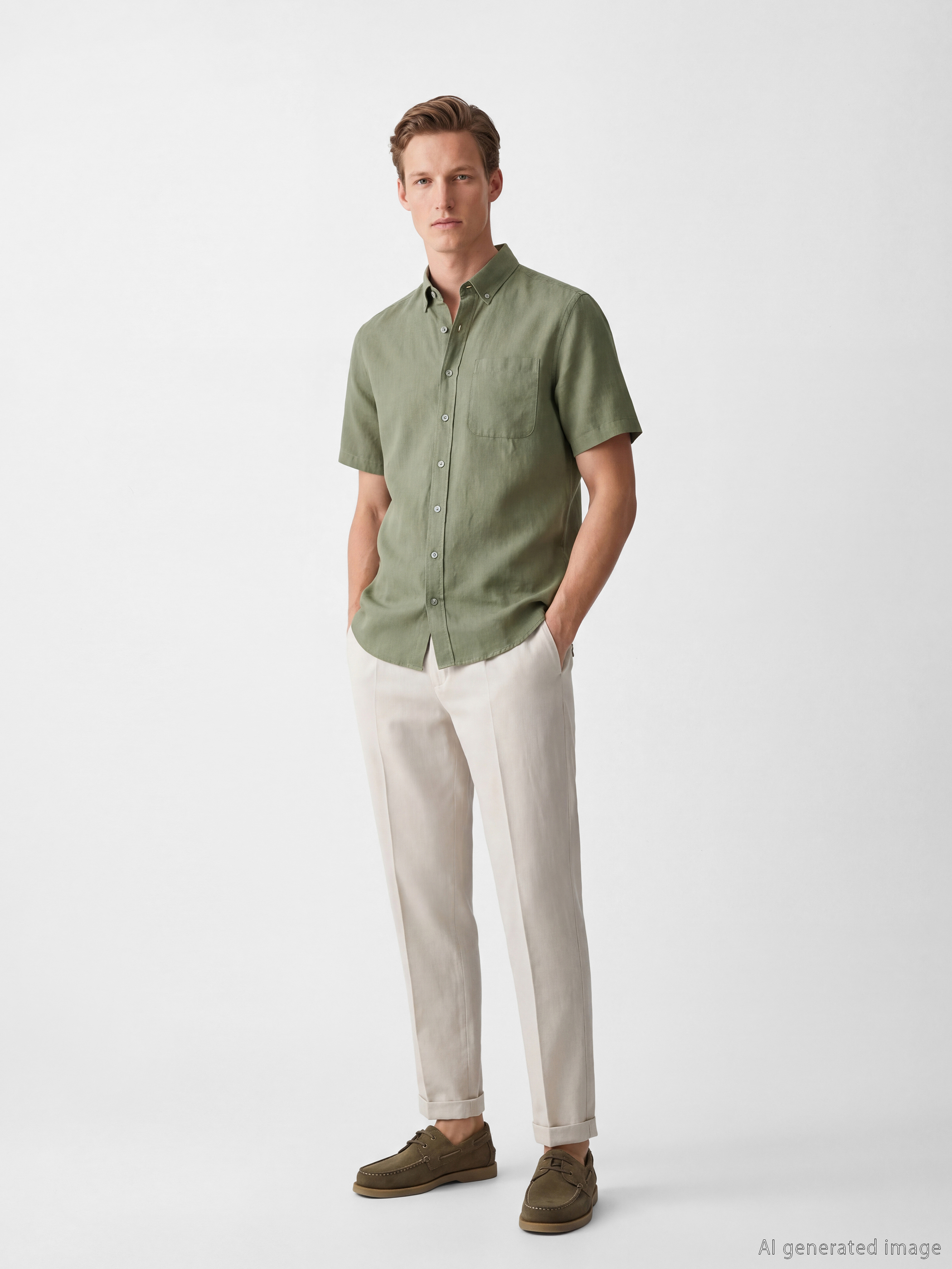 SOUTHBLUE Regular Fit Keten Karışımlı Erkek Gömlek görsel 2