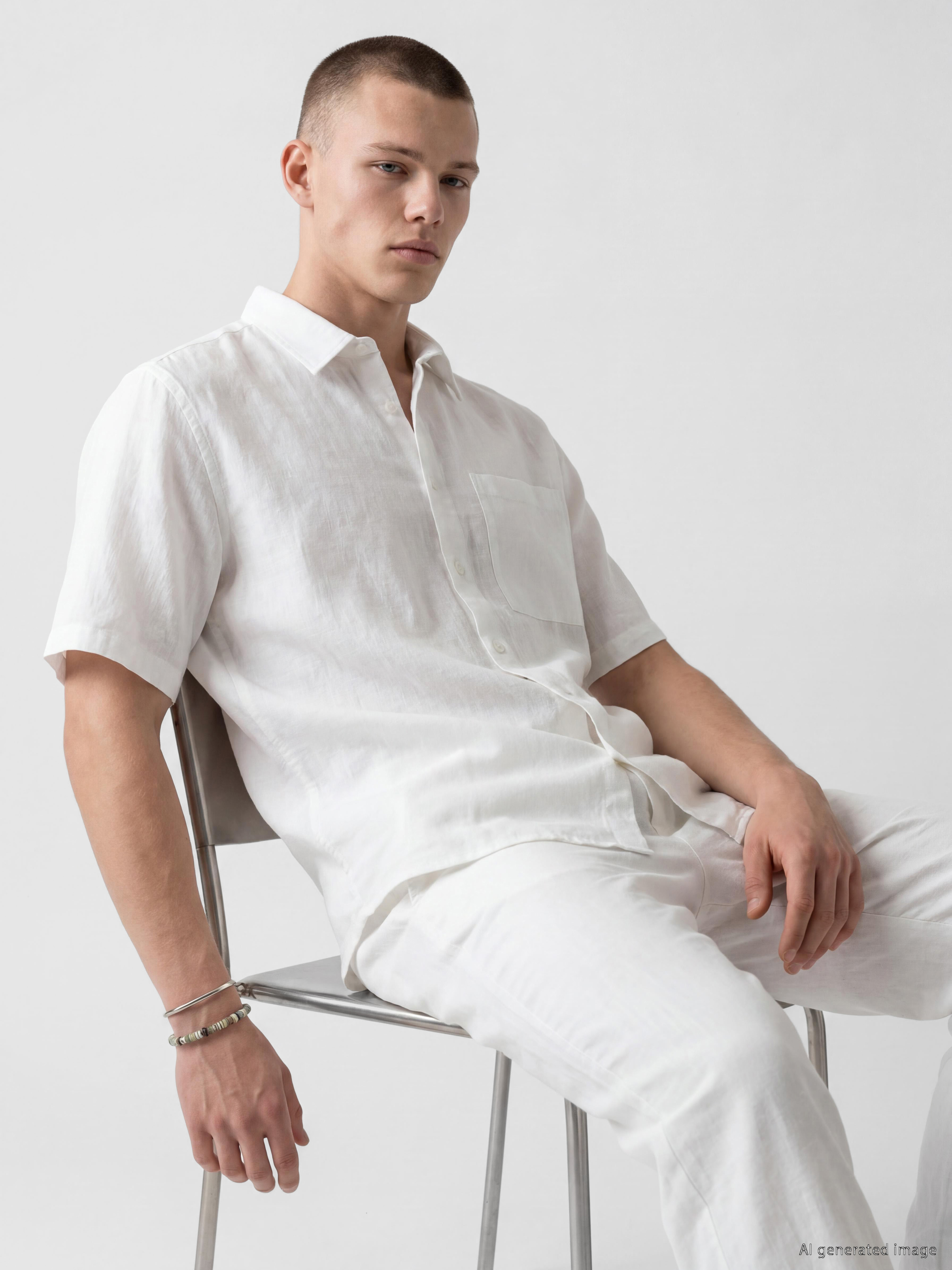 XSIDE Loose Fit Keten Görünümlü Erkek Gömlek