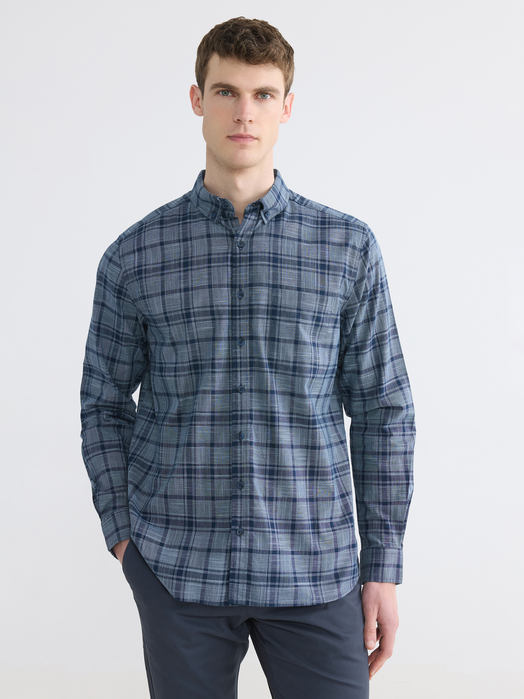 LCWAIKIKI Classic Regular Fit Ekose Poplin Erkek Gömlek