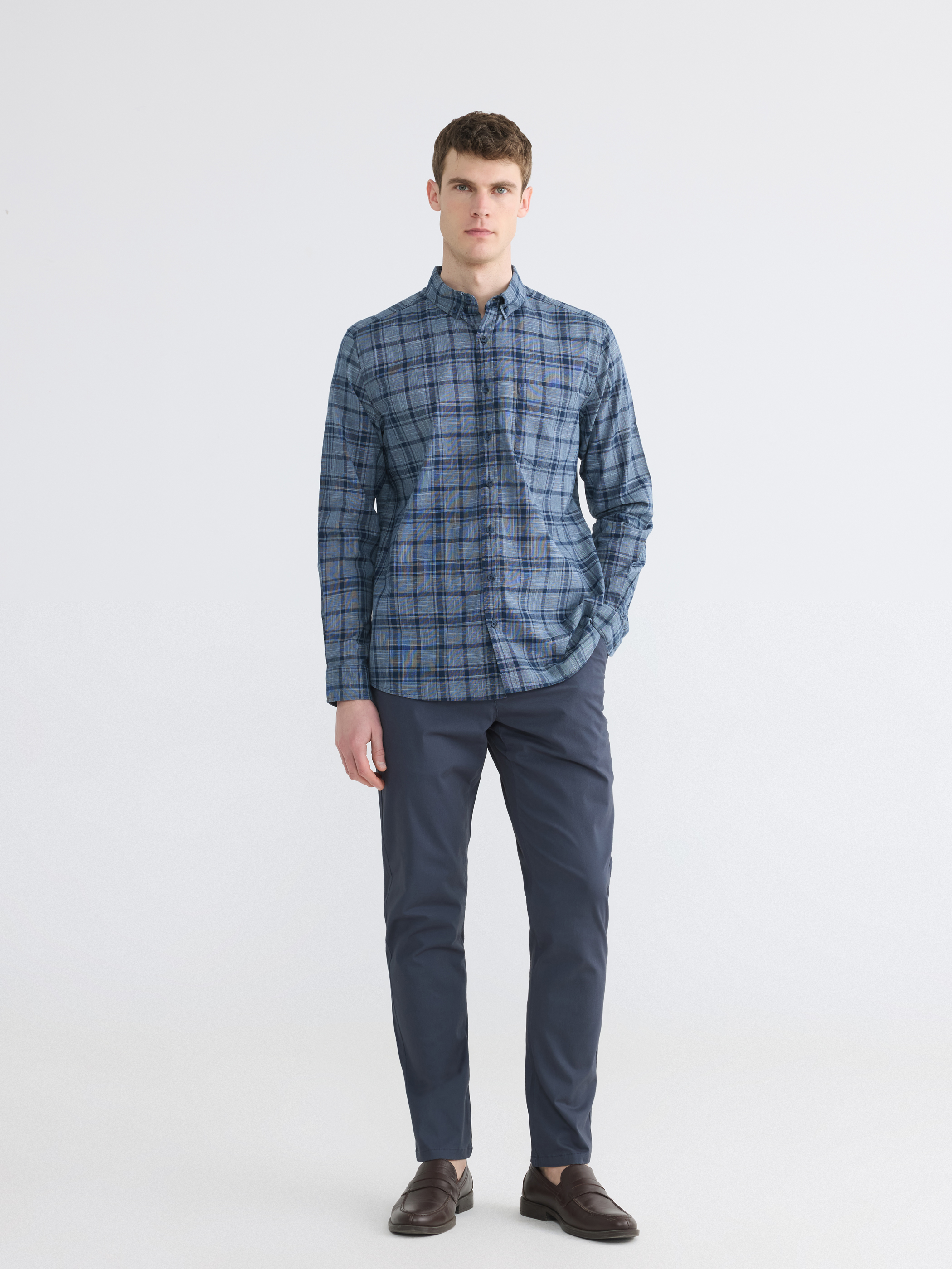 LCWAIKIKI Classic Regular Fit Ekose Poplin Erkek Gömlek görsel 2
