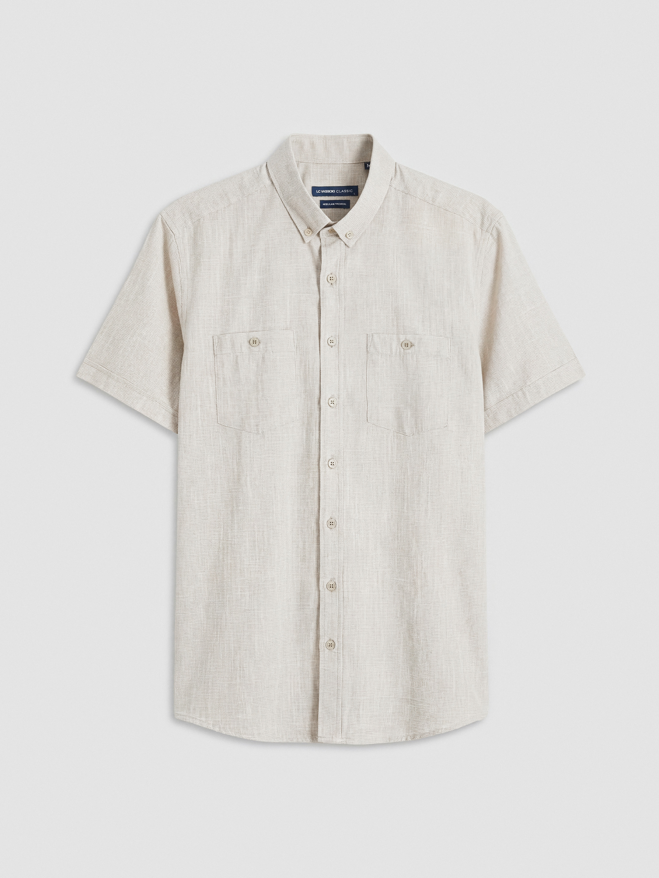 LCWAIKIKI Classic Regular Fit Erkek Keten Görünümlü Gömlek görsel 5
