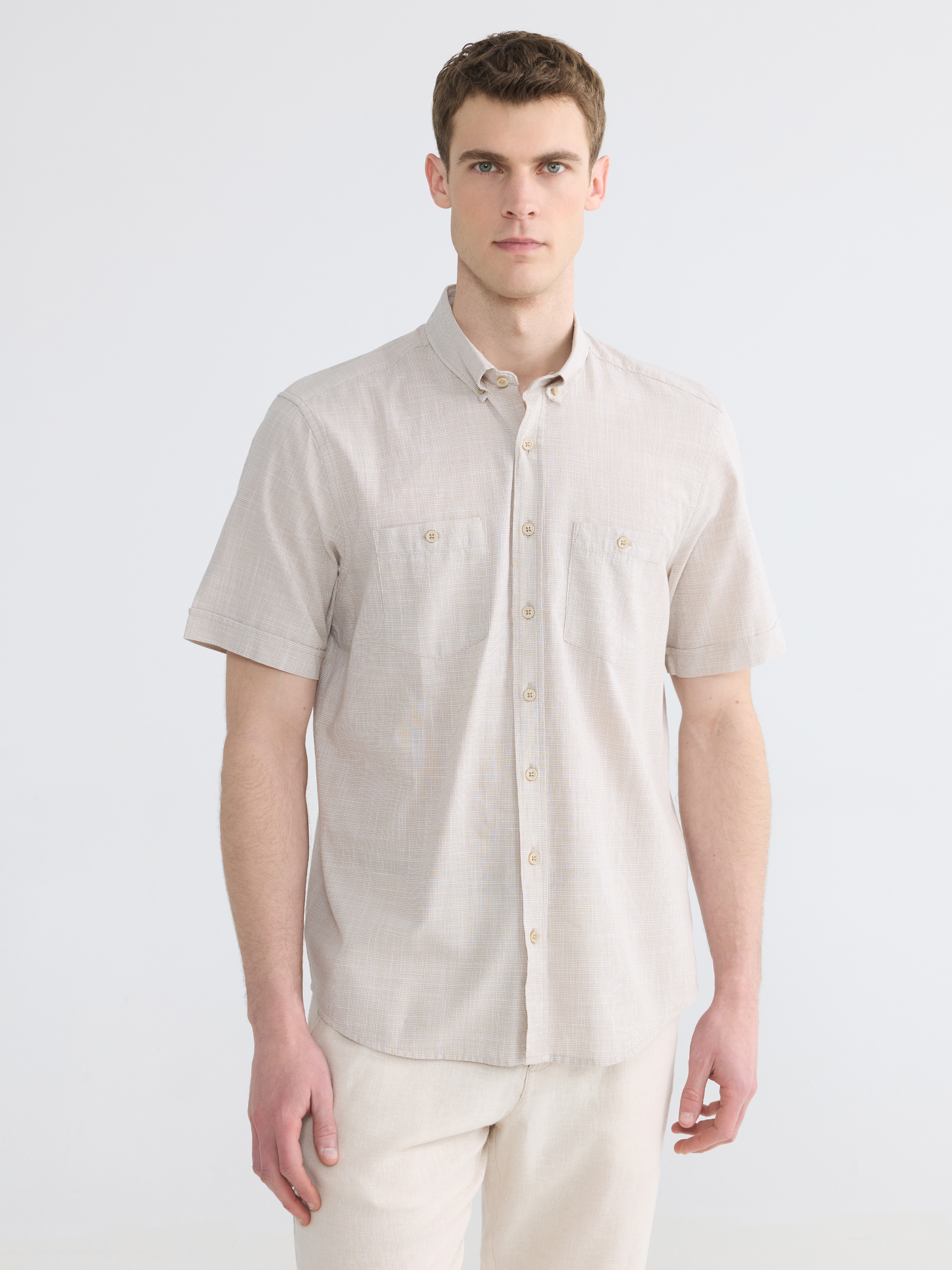 LCWAIKIKI Classic Regular Fit Erkek Keten Görünümlü Gömlek