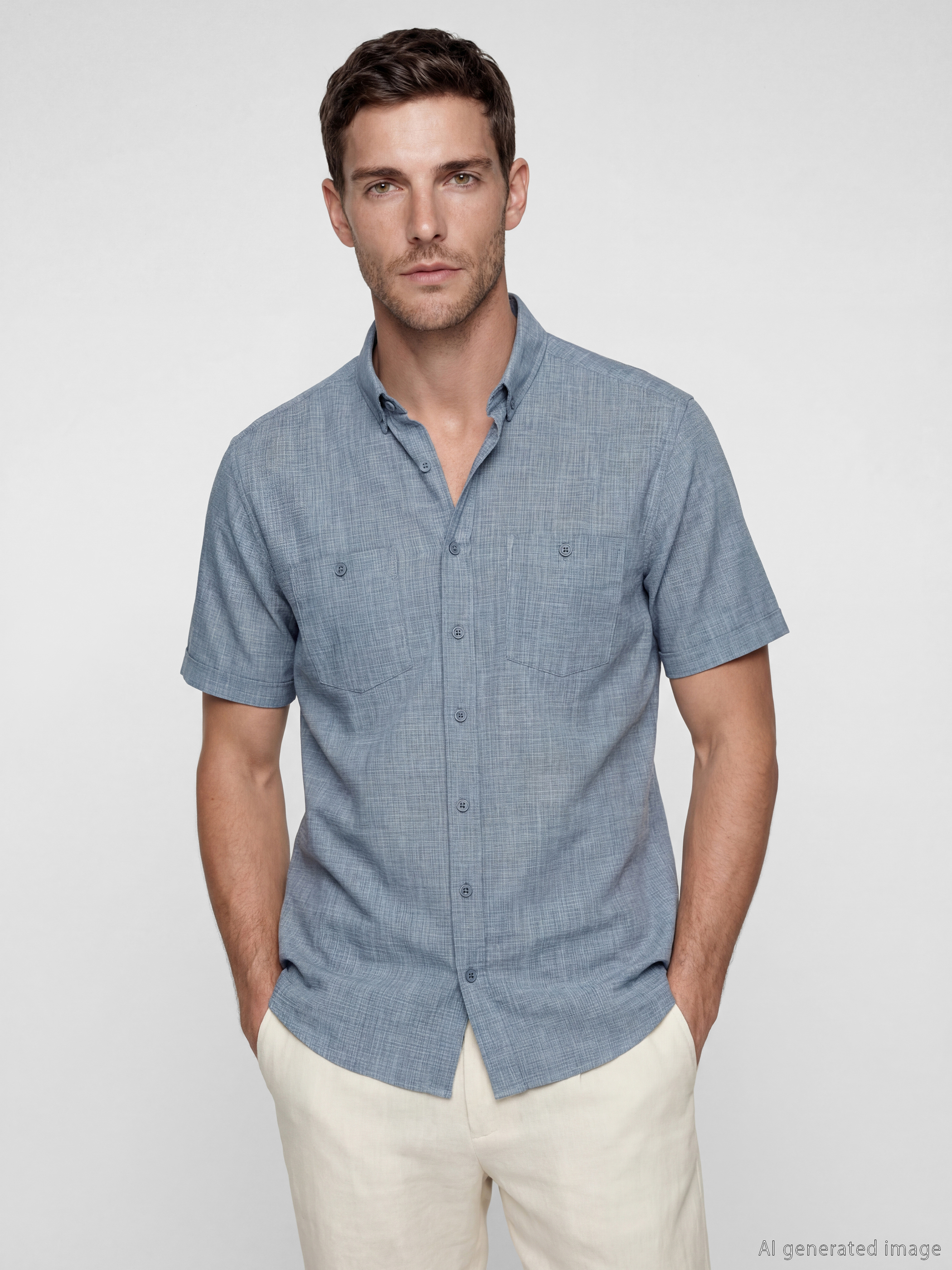 LCWAIKIKI Classic Regular Fit Erkek Keten Görünümlü Gömlek