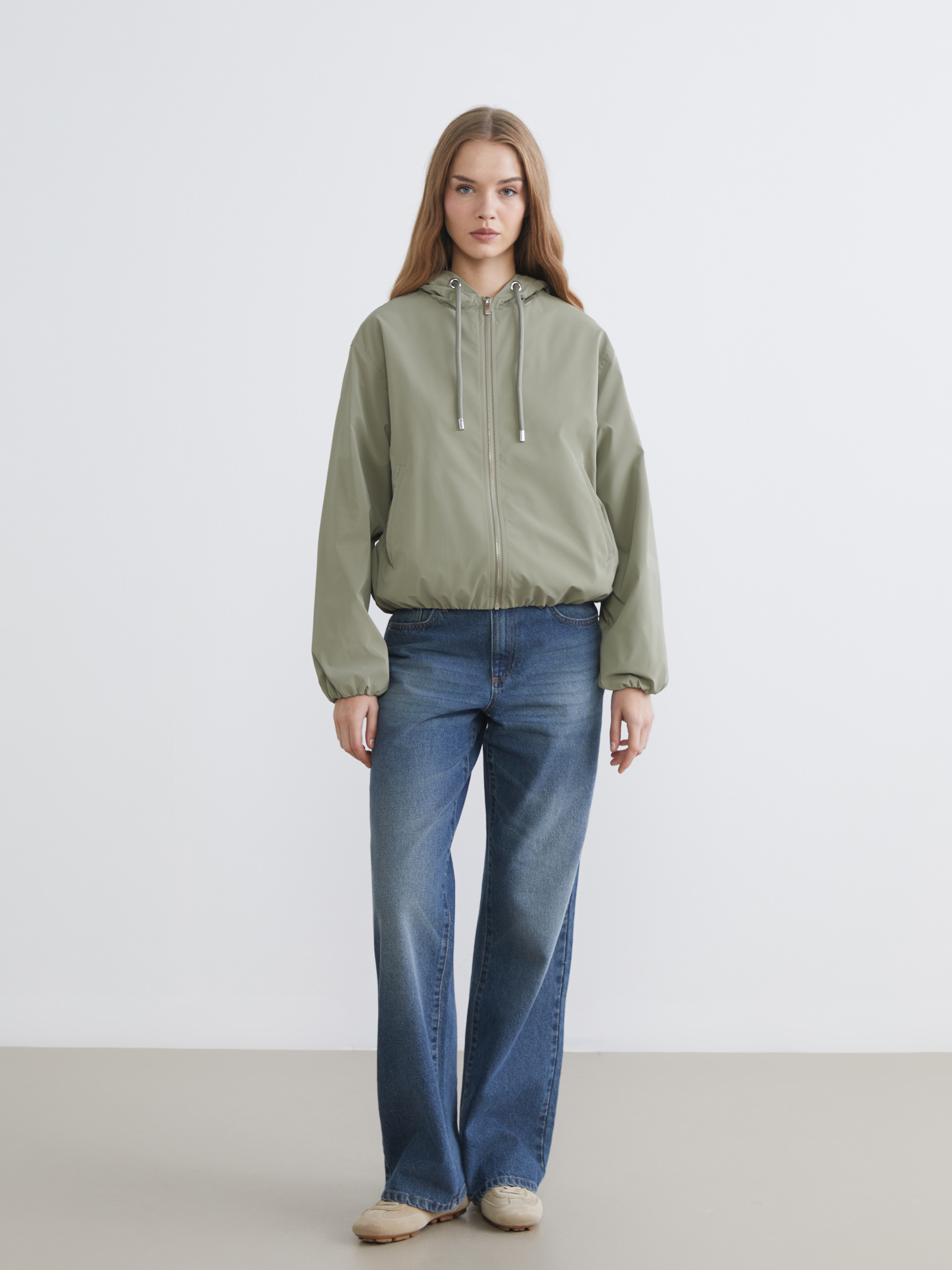 XSIDE Kapüşonlu Oversize Crop Kadın Yağmurluk görsel 2