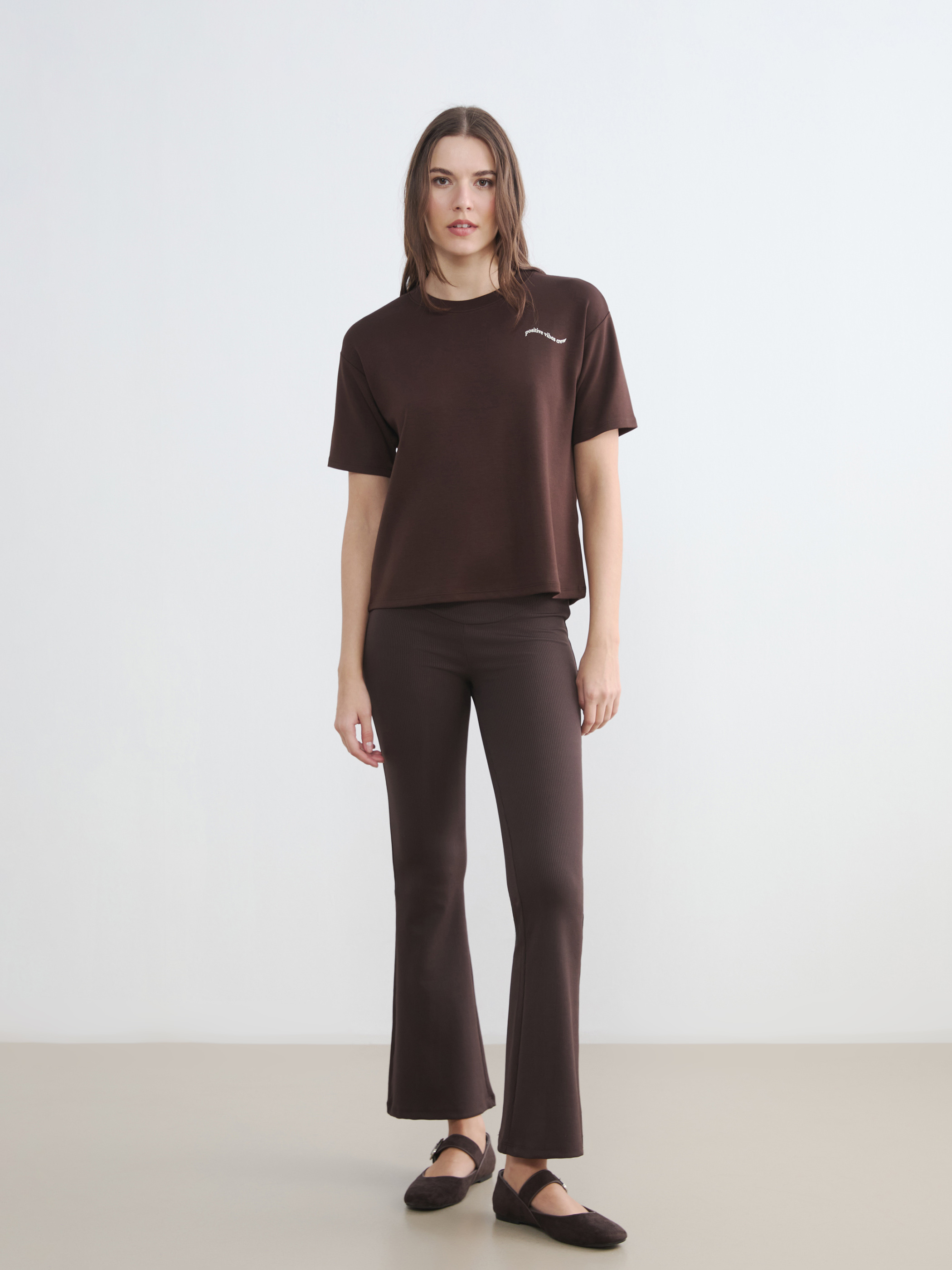 LCW Comfort Bisiklet Yaka Soft Touch Kadın Tişört görsel 2