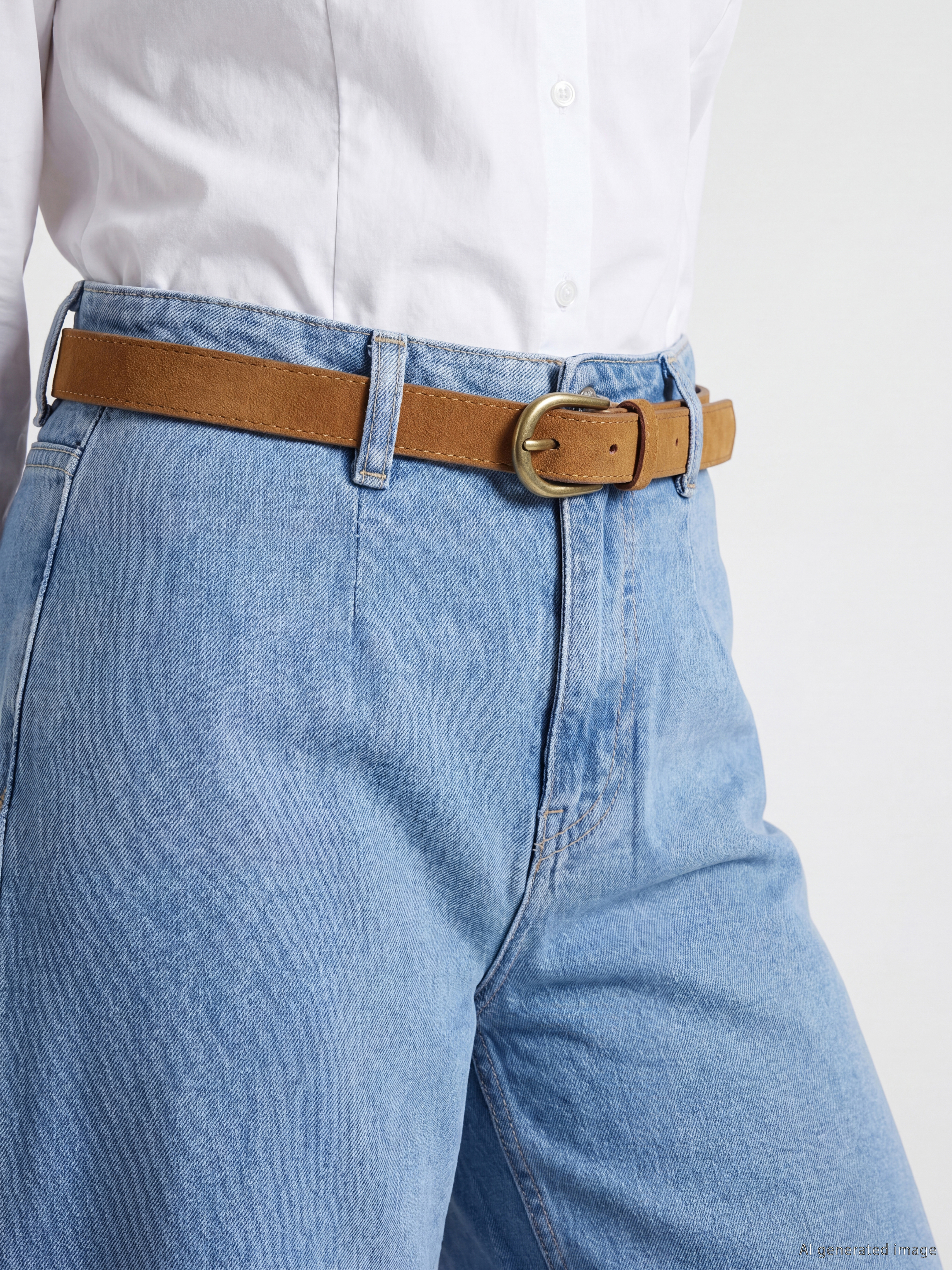 LCW Jeans Beli Kemerli Culotte Fit Kadın Jean Pantolon görsel 3