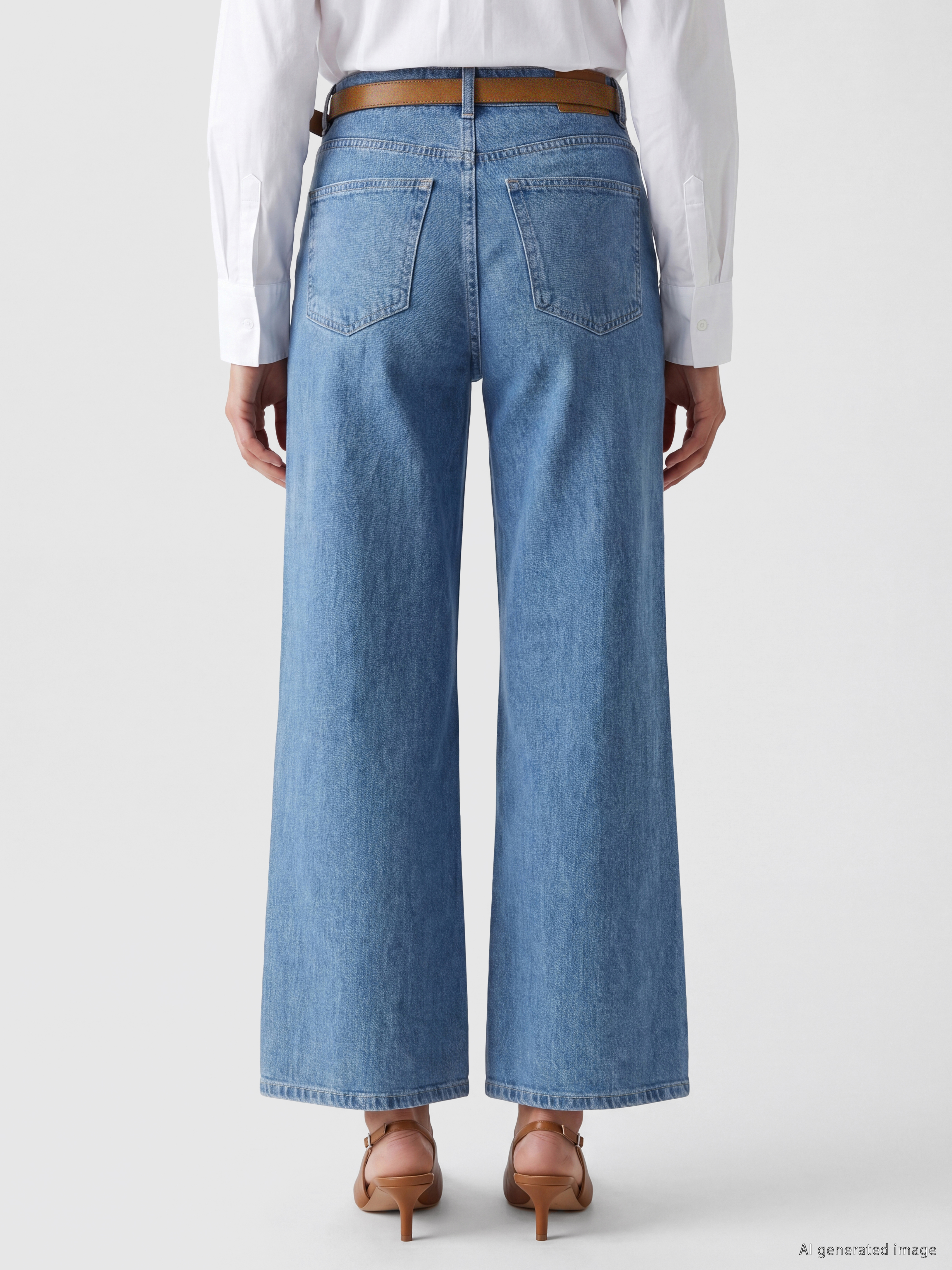 LCW Jeans Beli Kemerli Culotte Fit Kadın Jean Pantolon görsel 4