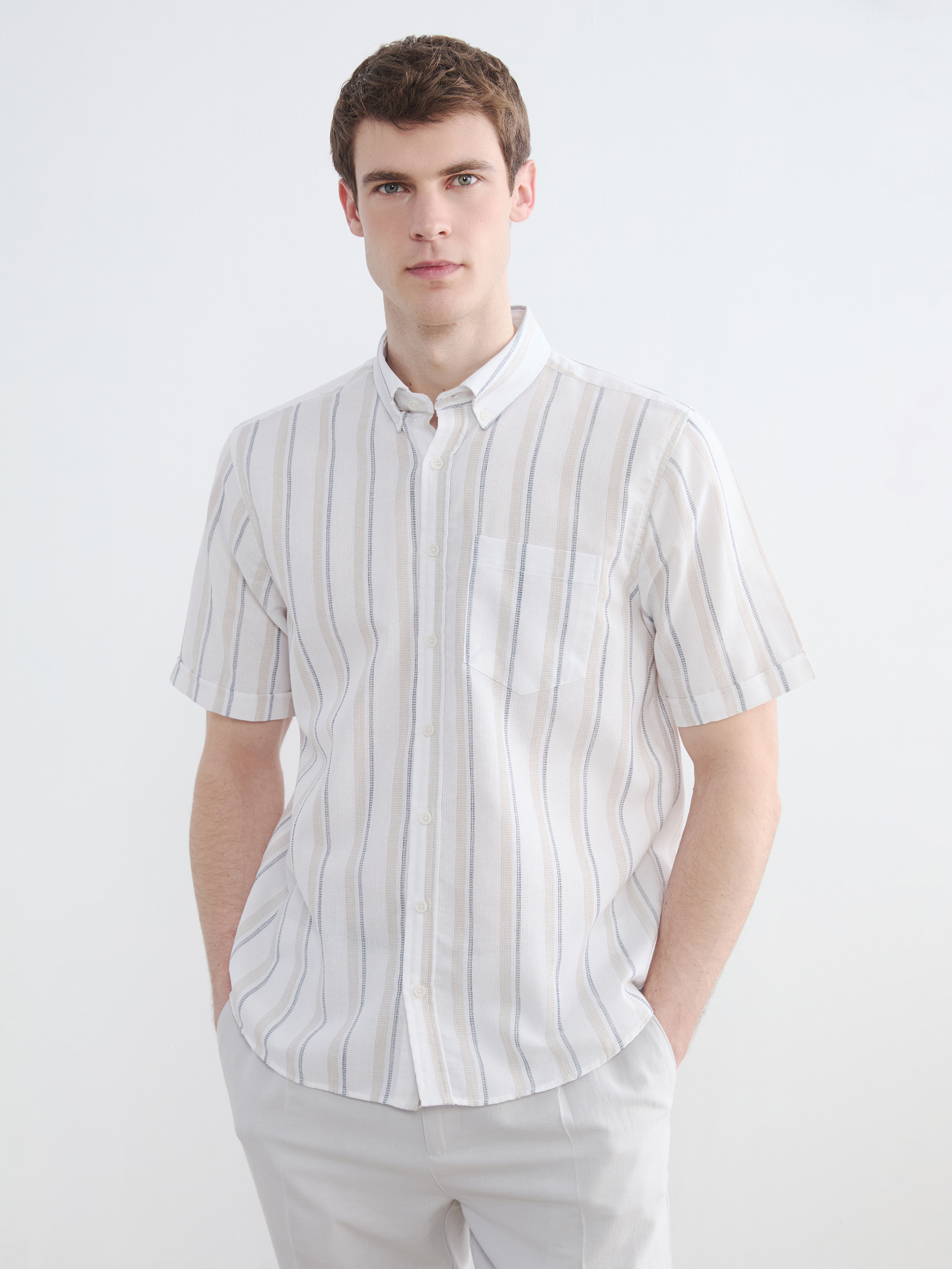 LCWAIKIKI Classic Regular Fit Armürlü Erkek Gömlek