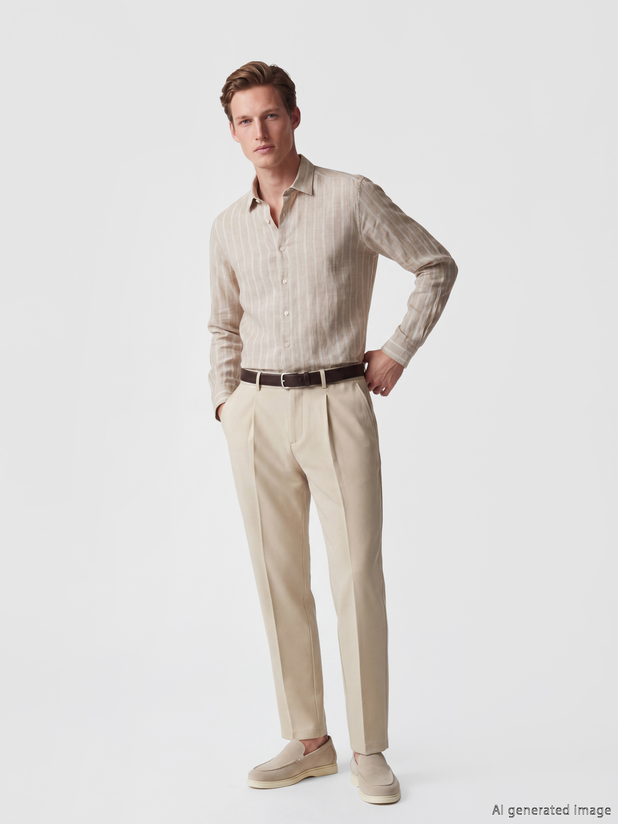 SOUTHBLUE Regular Fit Çizgili %100 Keten Erkek Gömlek görsel 2