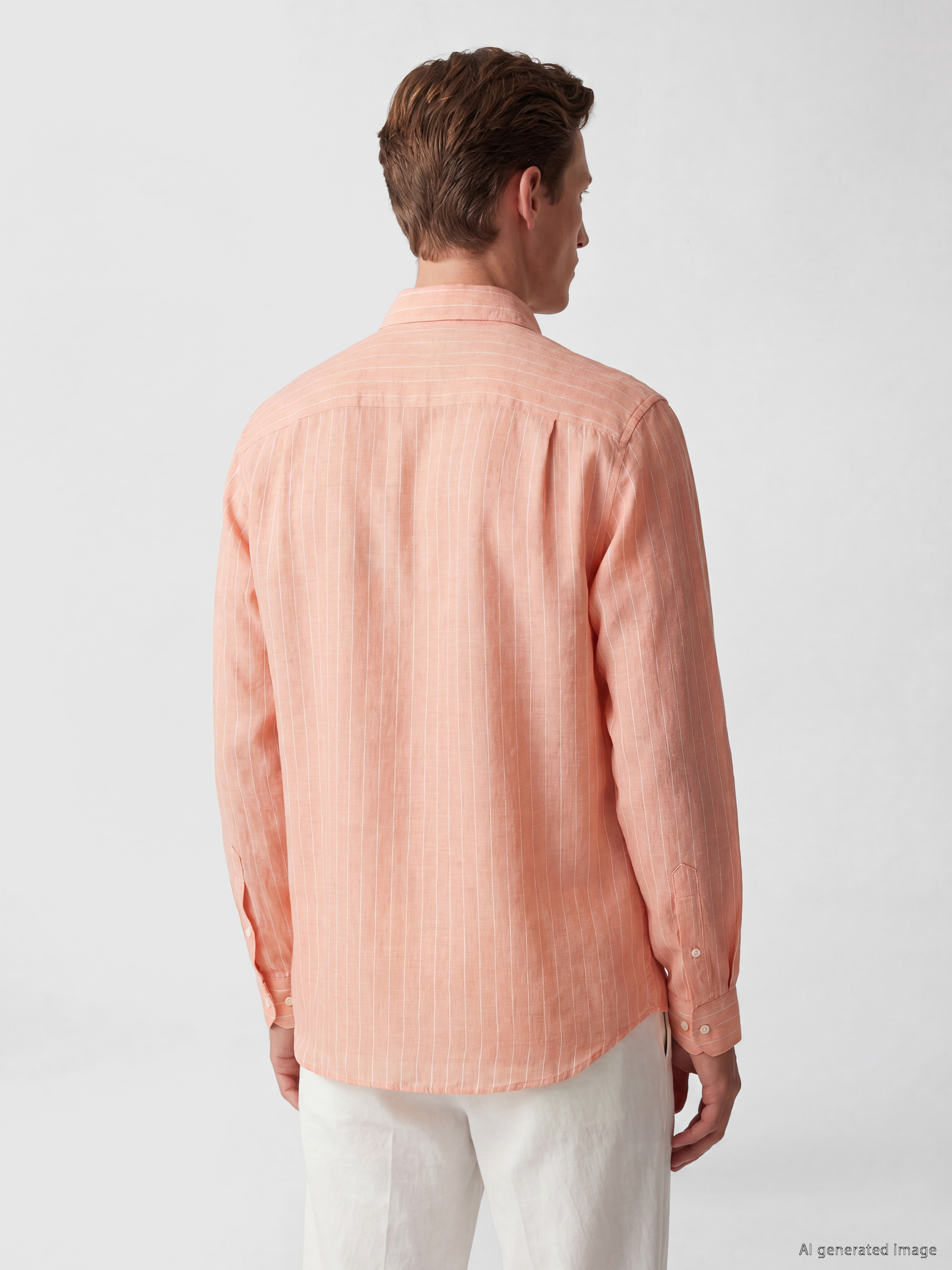 SOUTHBLUE Regular Fit Çizgili %100 Keten Erkek Gömlek görsel 4