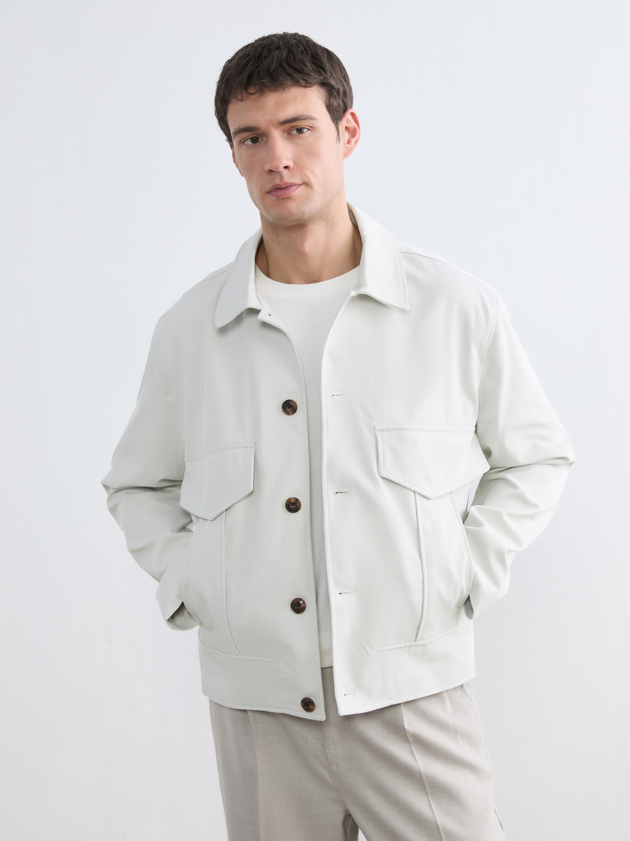LCW Vision Loose Fit Gömlek Yaka Erkek Gabardin Ceket görsel 2