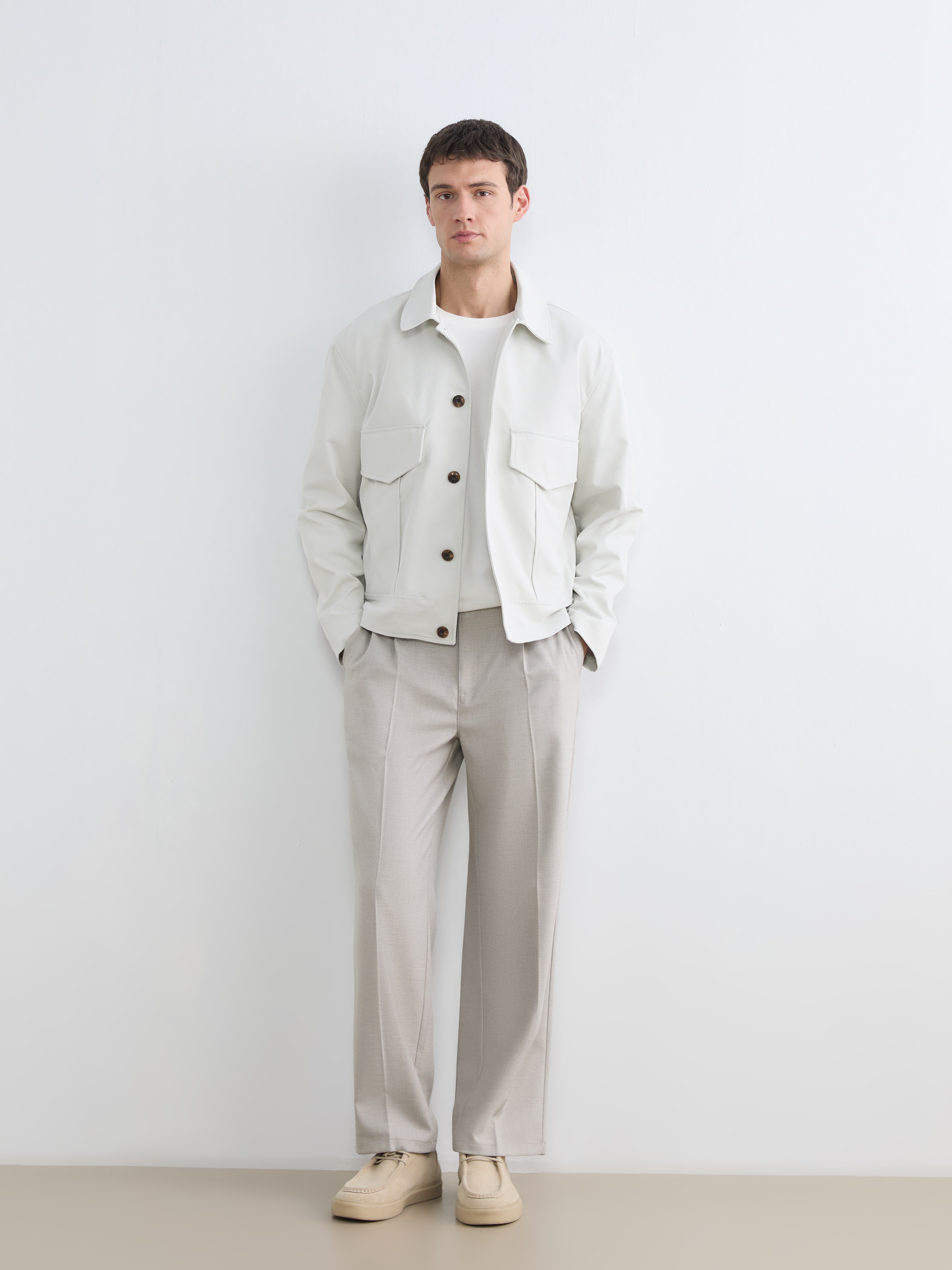 LCW Vision Loose Fit Gömlek Yaka Erkek Gabardin Ceket görsel 3
