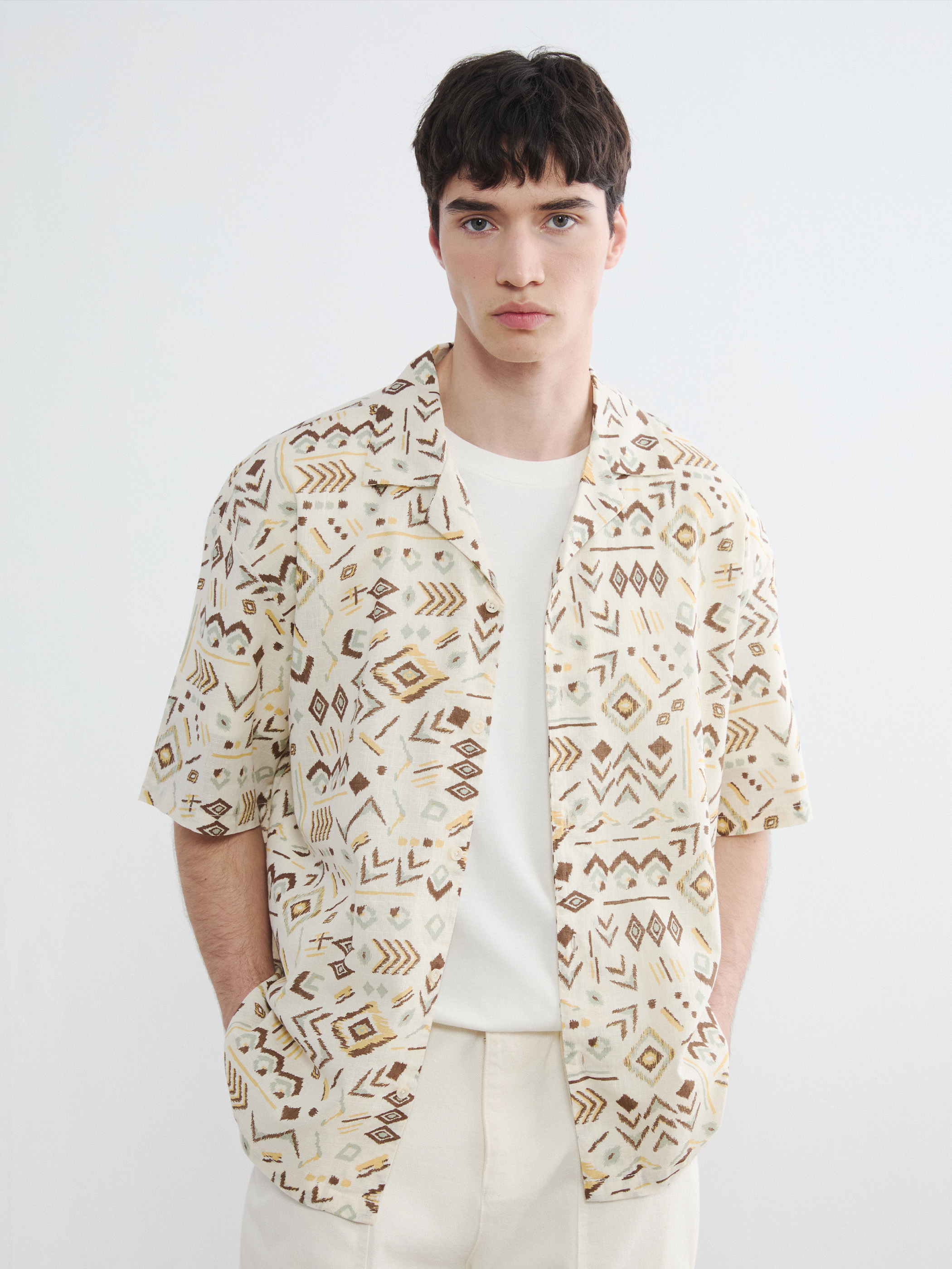 XSIDE Loose Fit Desenli Poplin Erkek Gömlek