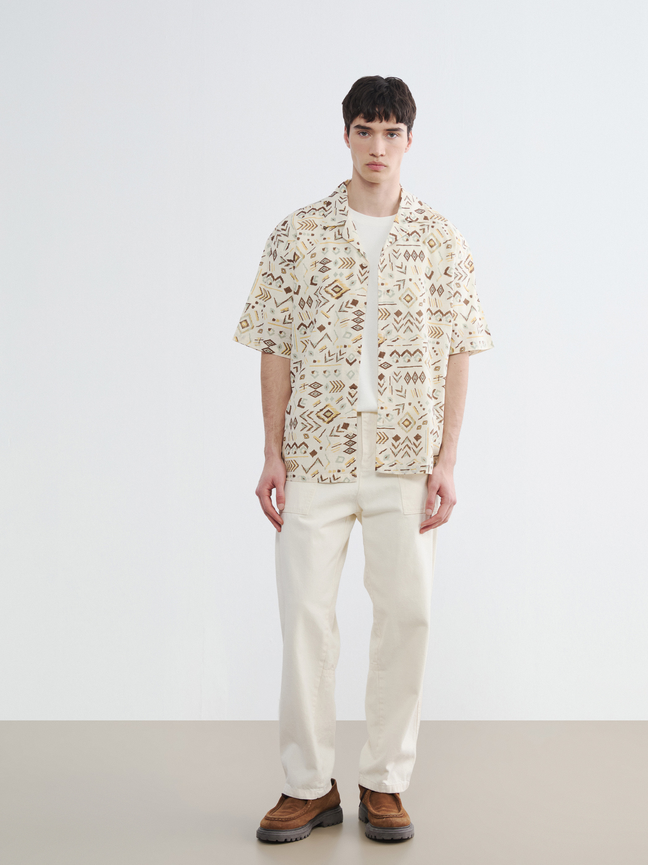 XSIDE Loose Fit Desenli Poplin Erkek Gömlek görsel 2
