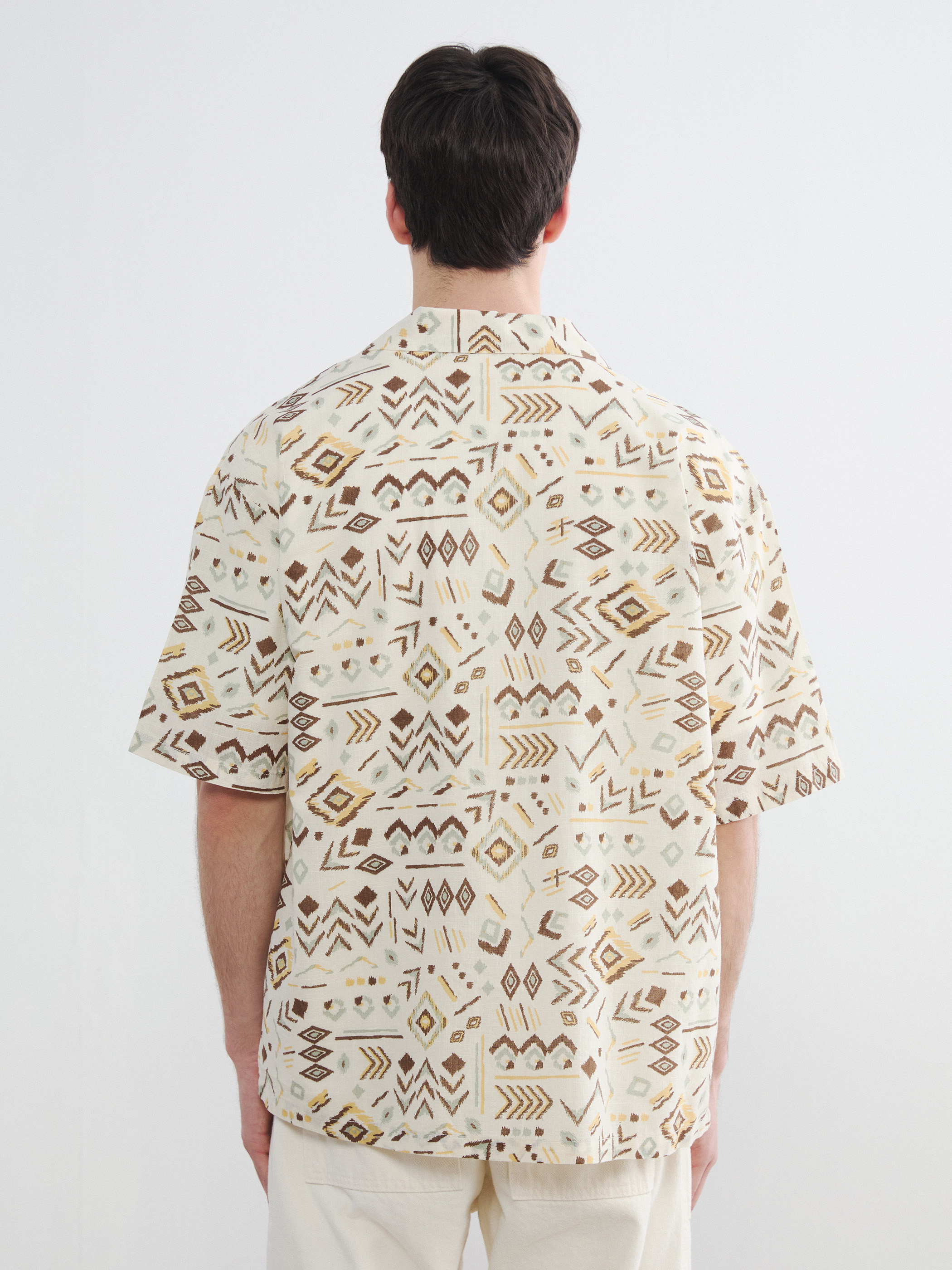 XSIDE Loose Fit Desenli Poplin Erkek Gömlek görsel 4