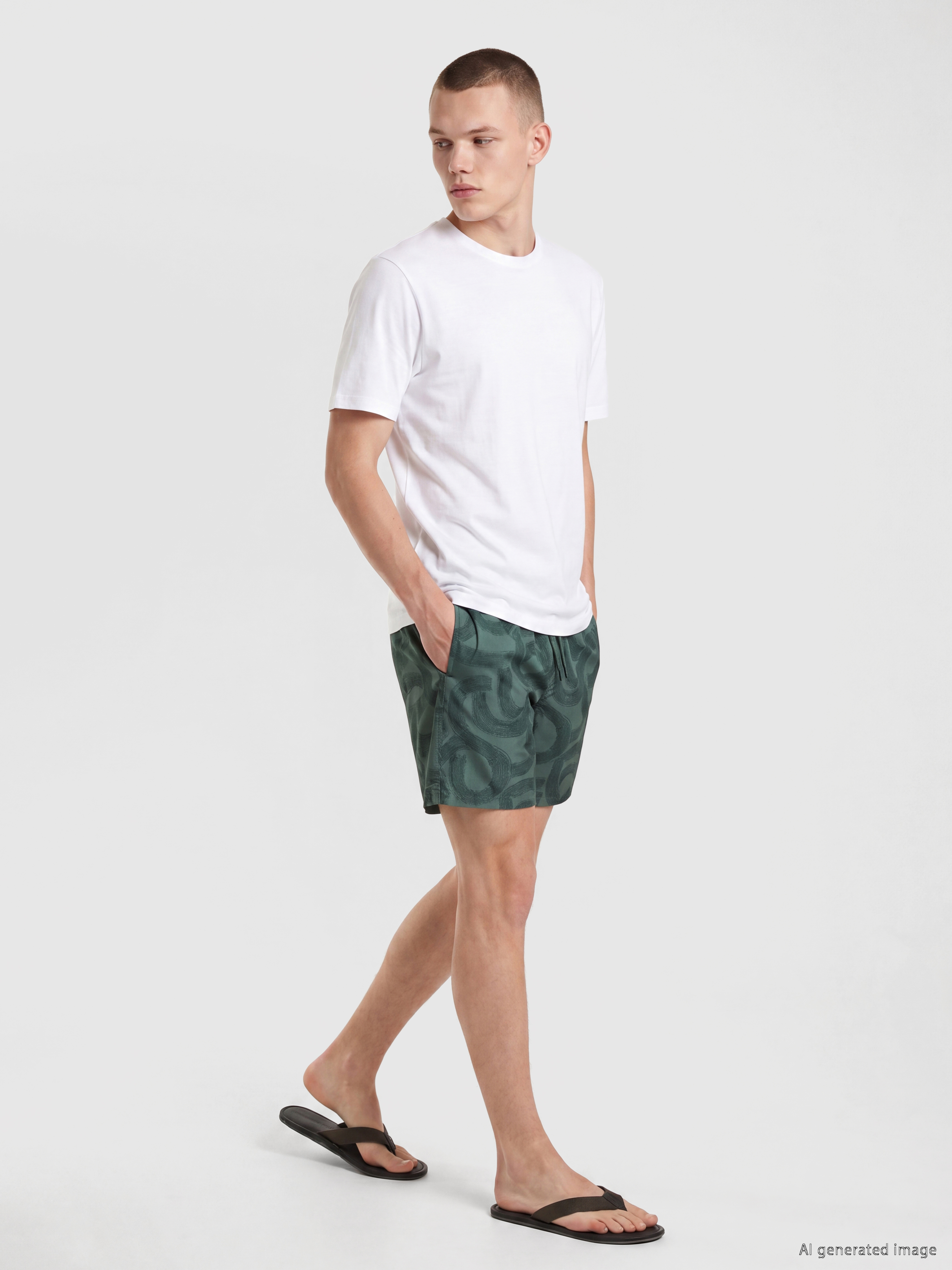 LCW SWIMWEAR Kısa Boy Desenli Erkek Deniz Şortu görsel 2