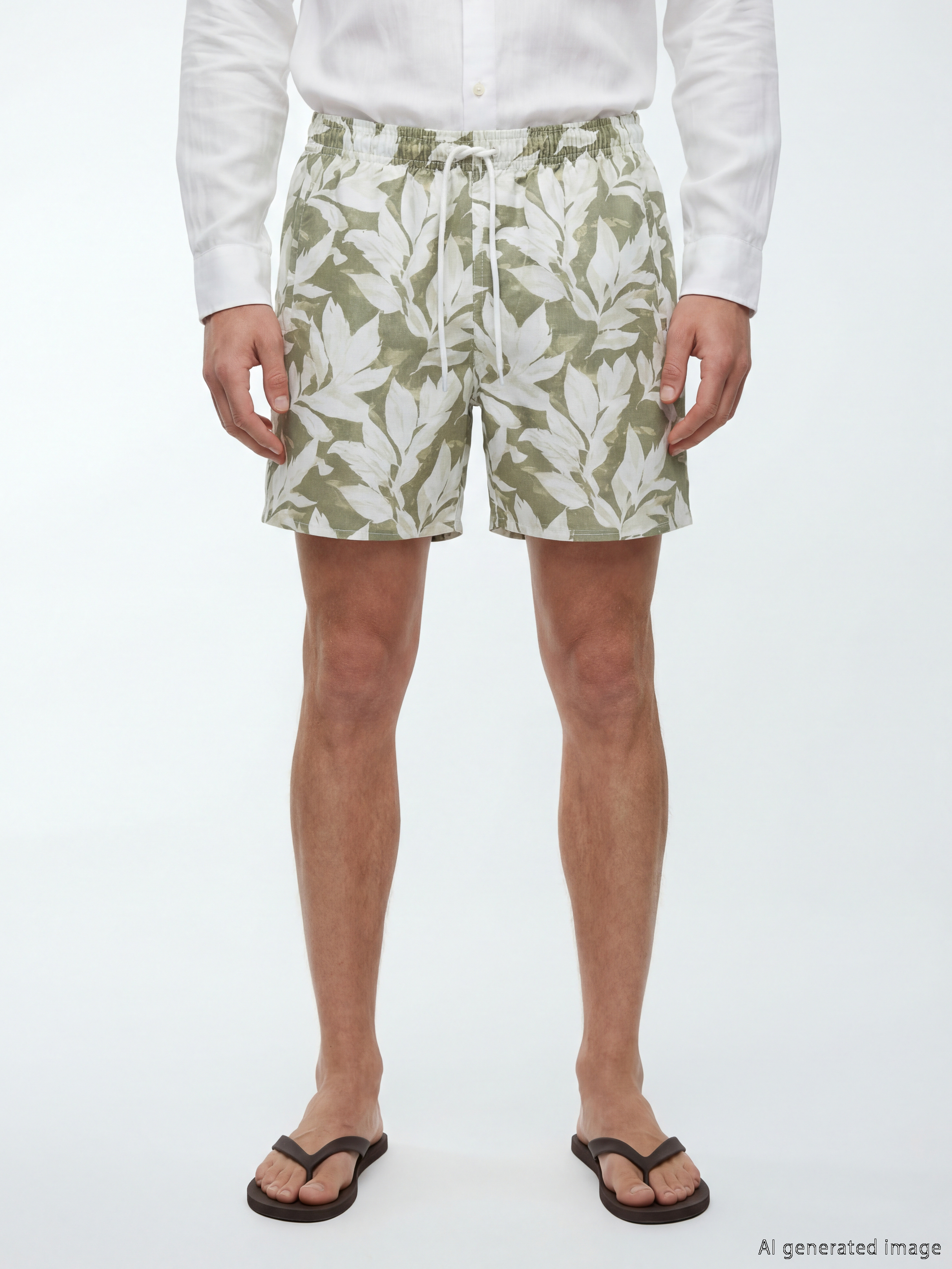 LCW SWIMWEAR Kısa Boy Yaprak Desenli Erkek Deniz Şortu görsel 2