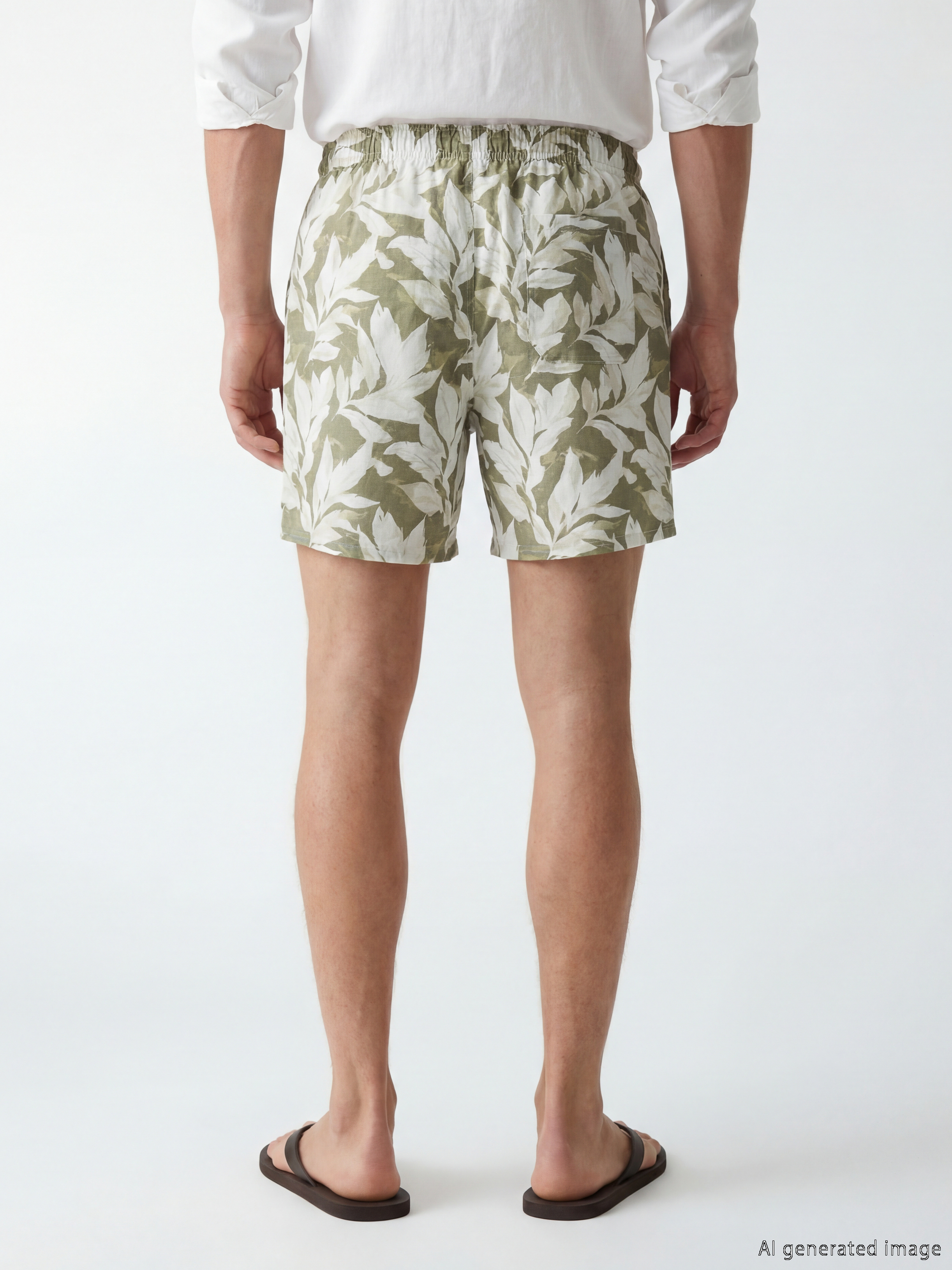 LCW SWIMWEAR Kısa Boy Yaprak Desenli Erkek Deniz Şortu görsel 4