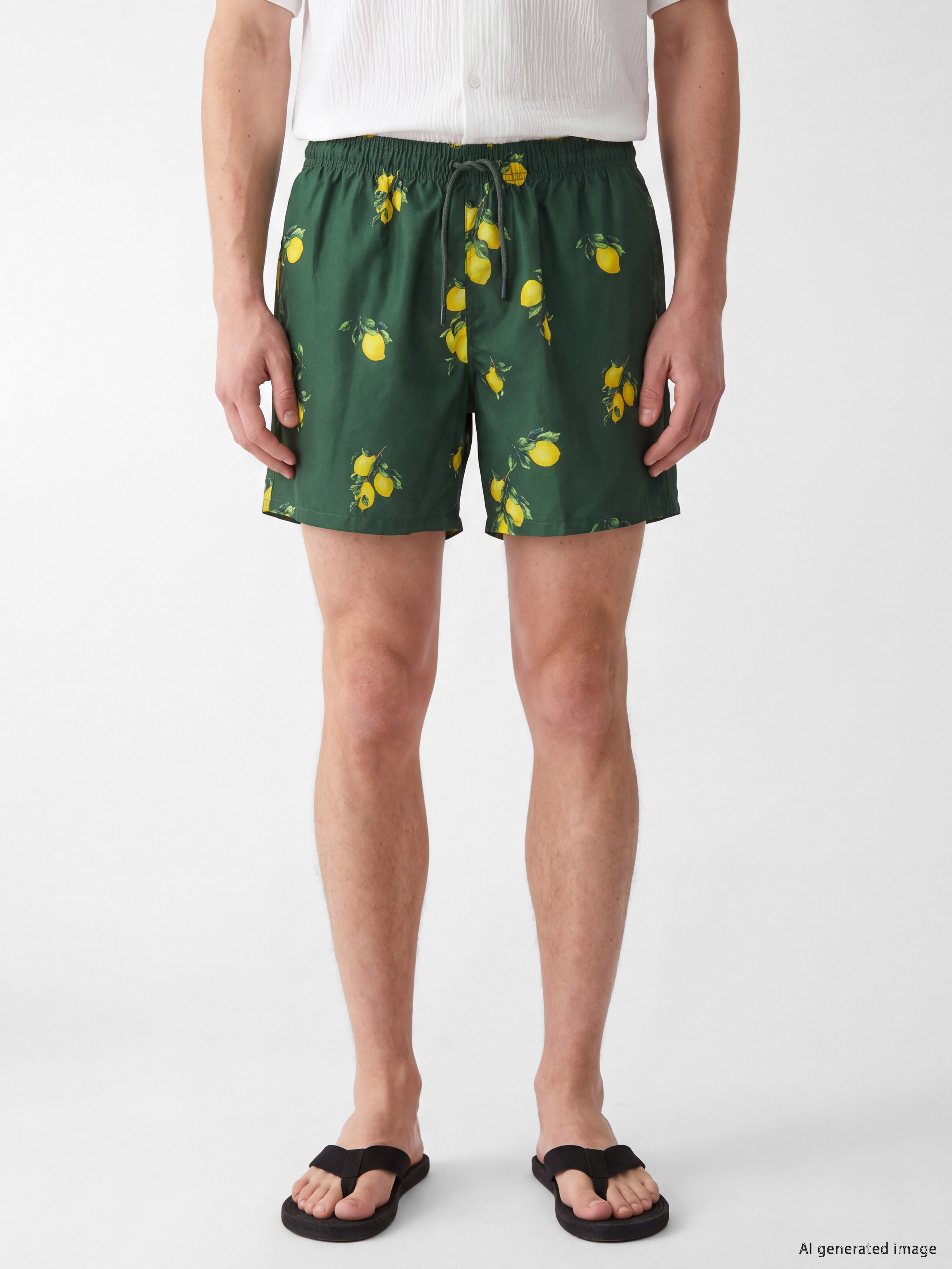 LCW SWIMWEAR Kısa Limon Desenli Erkek Deniz Şortu görsel 2