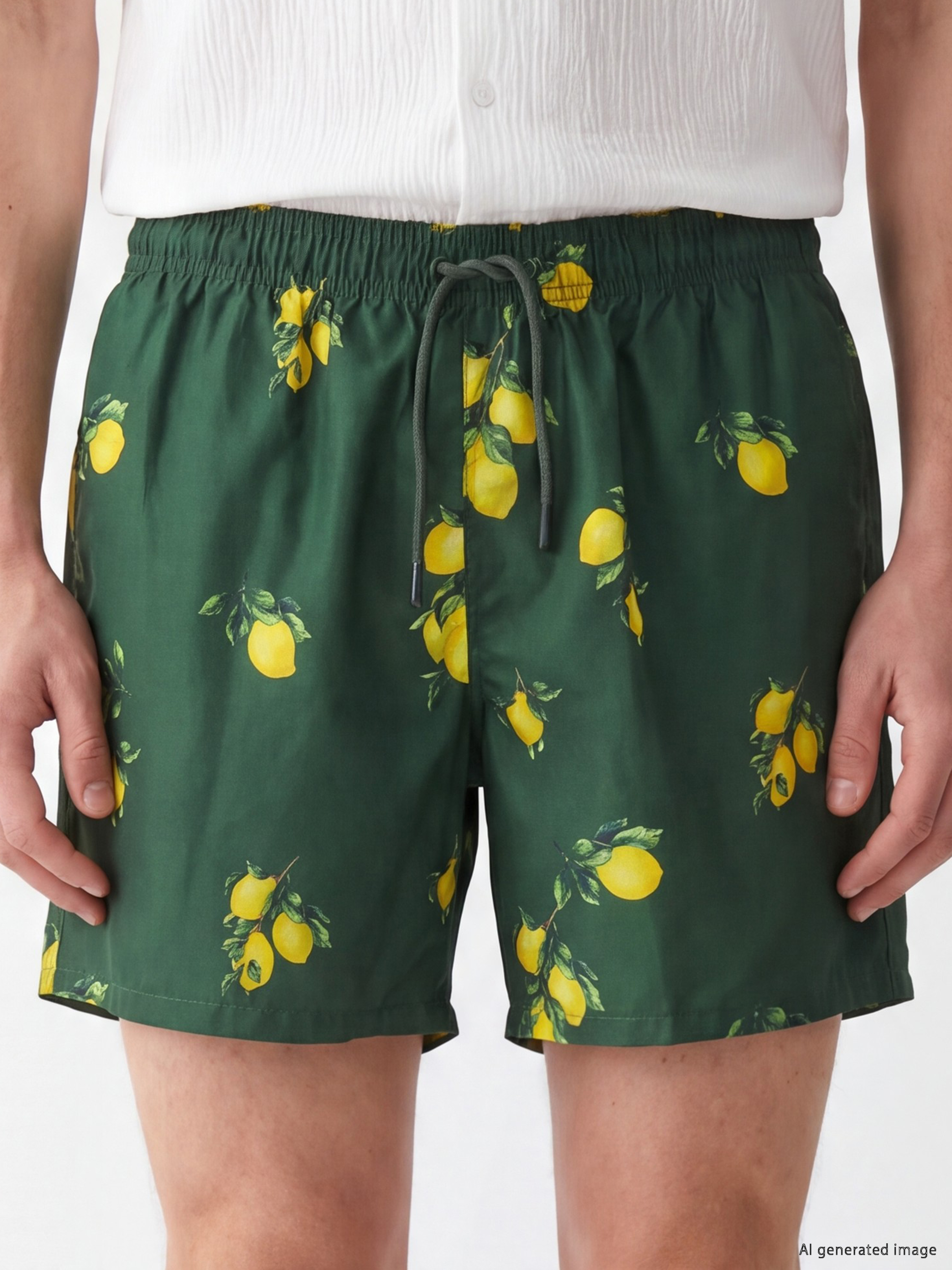 LCW SWIMWEAR Kısa Limon Desenli Erkek Deniz Şortu görsel 3