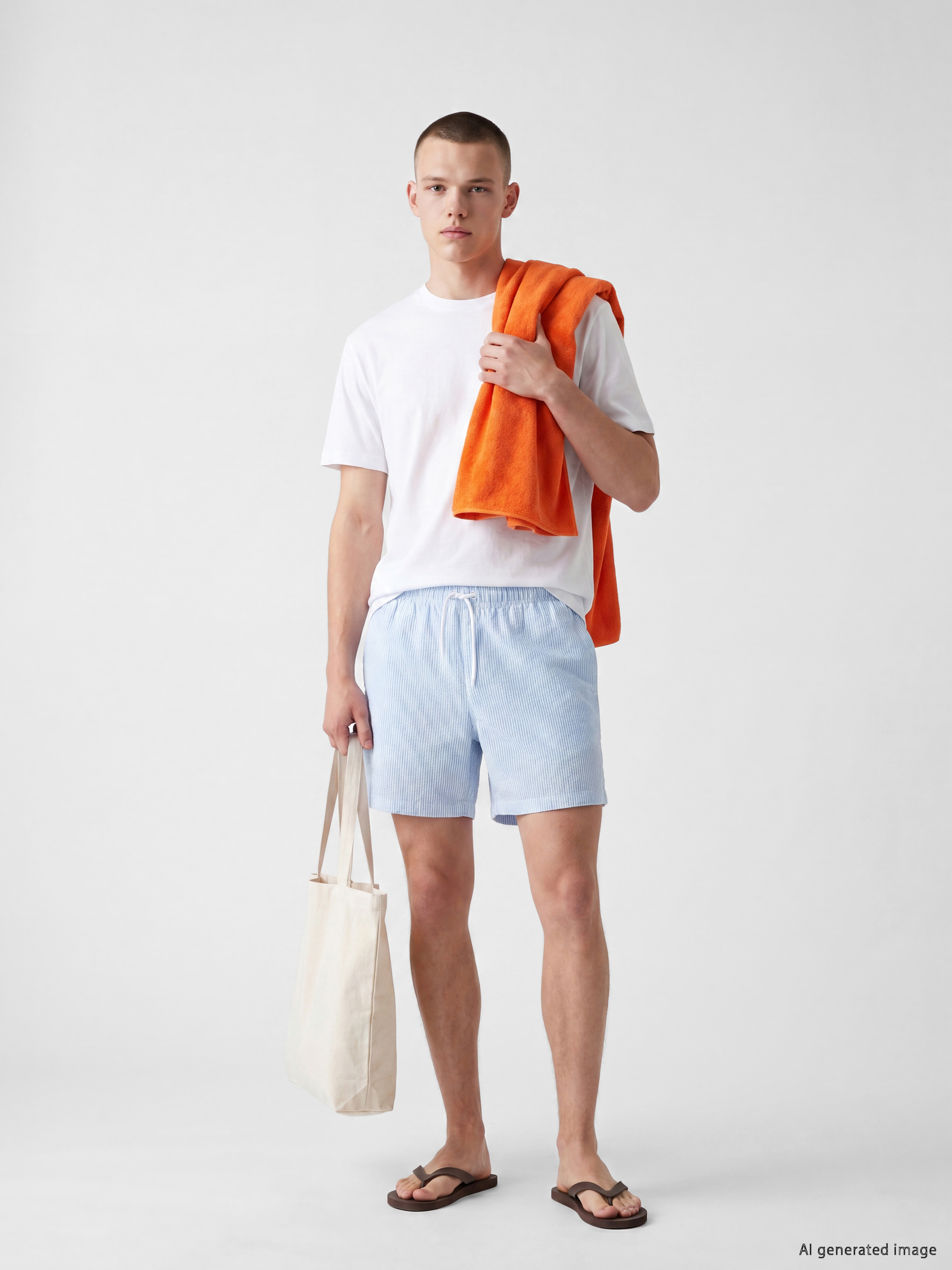 LCW SWIMWEAR Kısa Boy Çizgili Erkek Deniz Şortu görsel 2