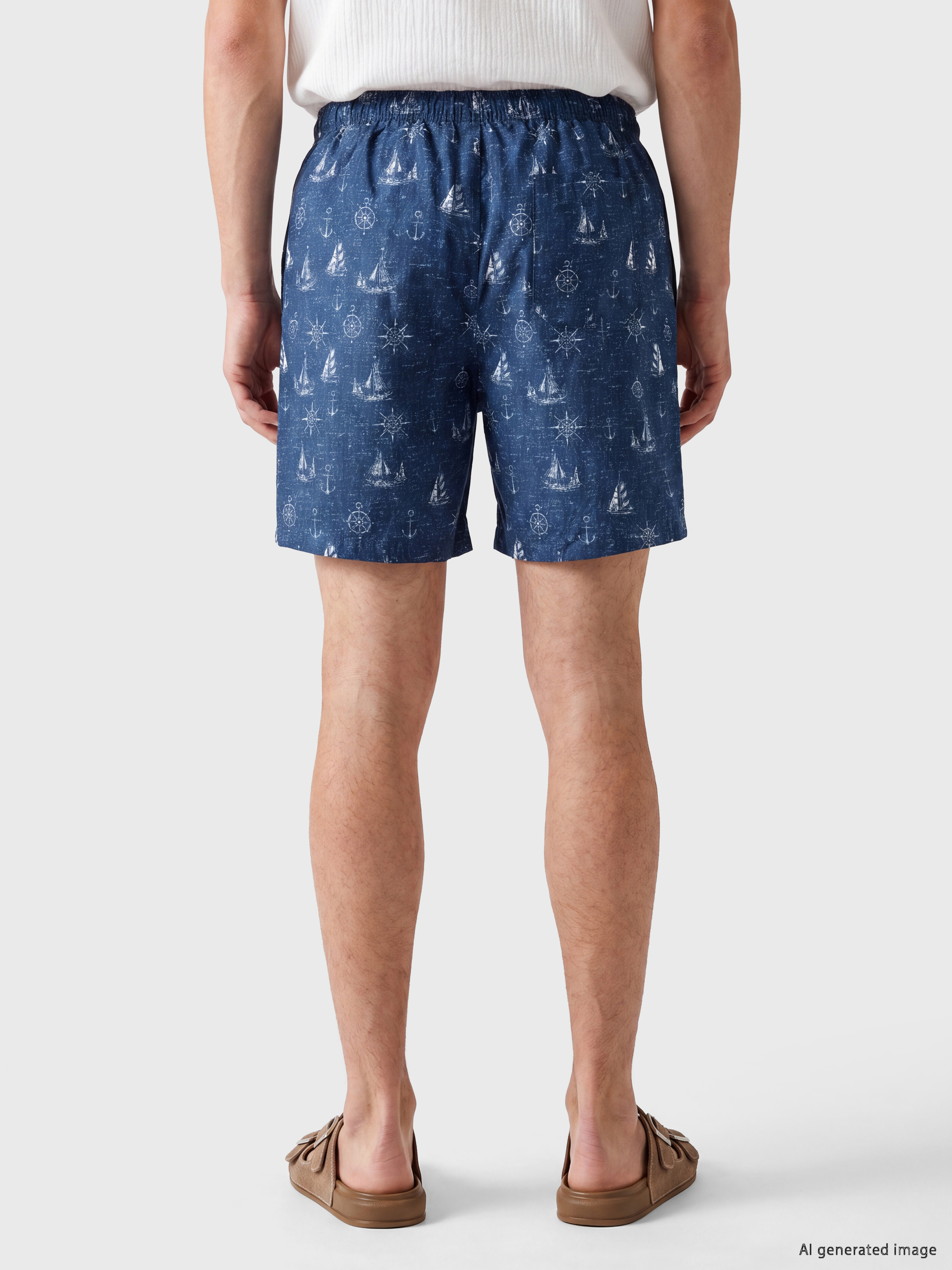 LCW SWIMWEAR Diz Hizası Boy Desenli Erkek Deniz Şortu görsel 4