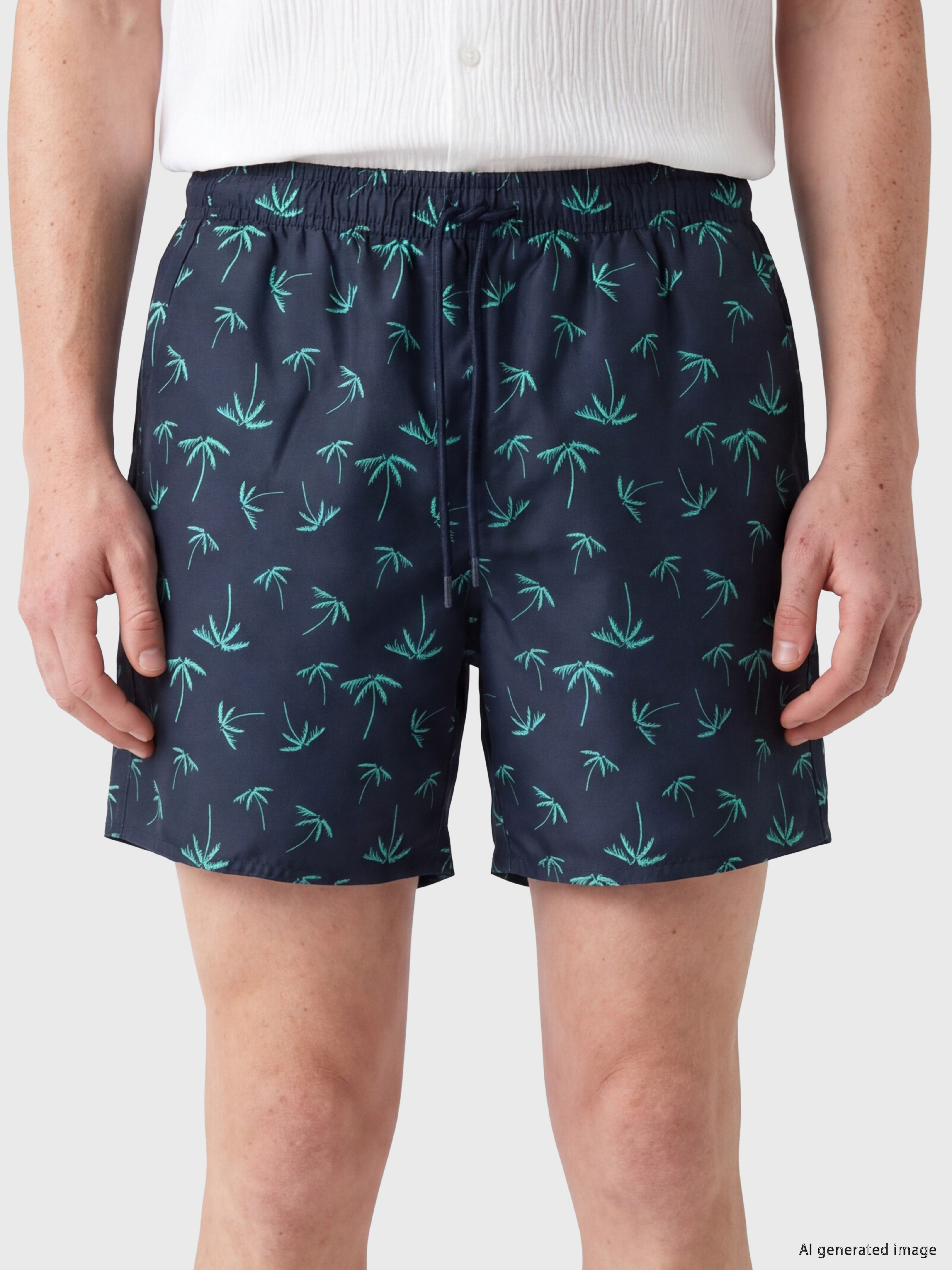 LCW SWIMWEAR Kısa Boy Palmiye Desenli Erkek Deniz Şortu görsel 3