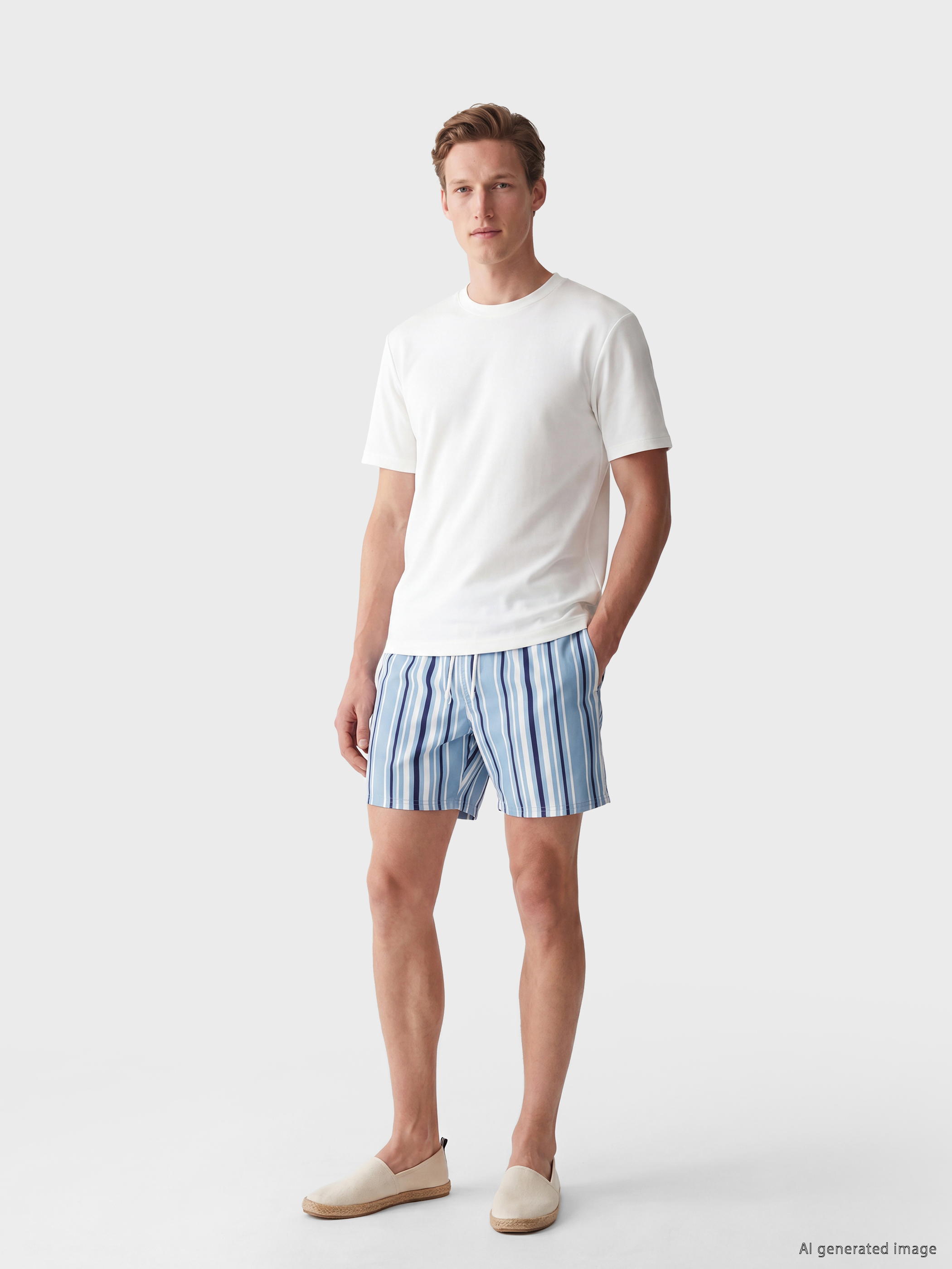 LCW SWIMWEAR Kısa Boy Çizgili Erkek Deniz Şortu görsel 2