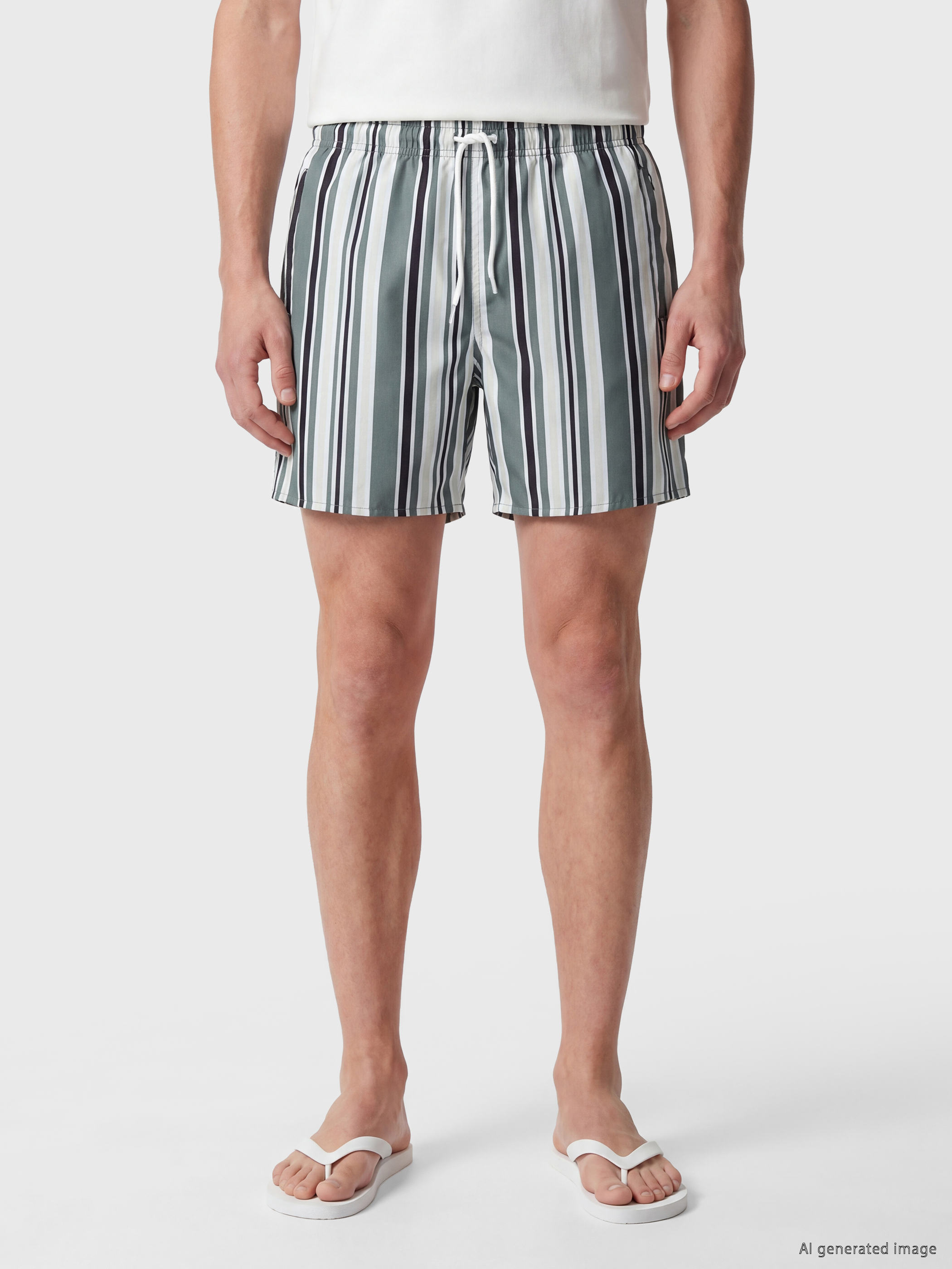LCW SWIMWEAR Kısa Boy Çizgili Erkek Deniz Şortu görsel 2