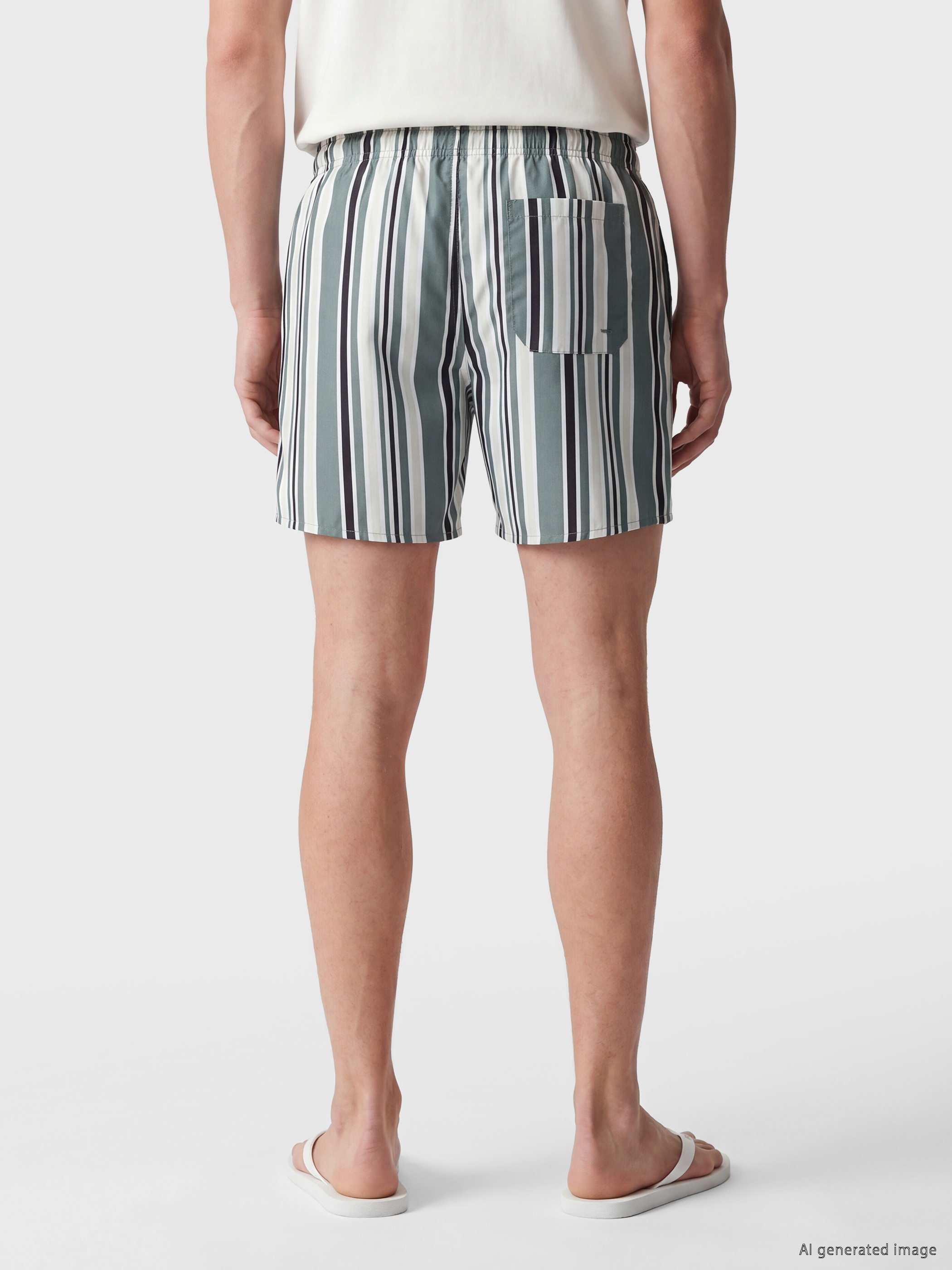 LCW SWIMWEAR Kısa Boy Çizgili Erkek Deniz Şortu görsel 4