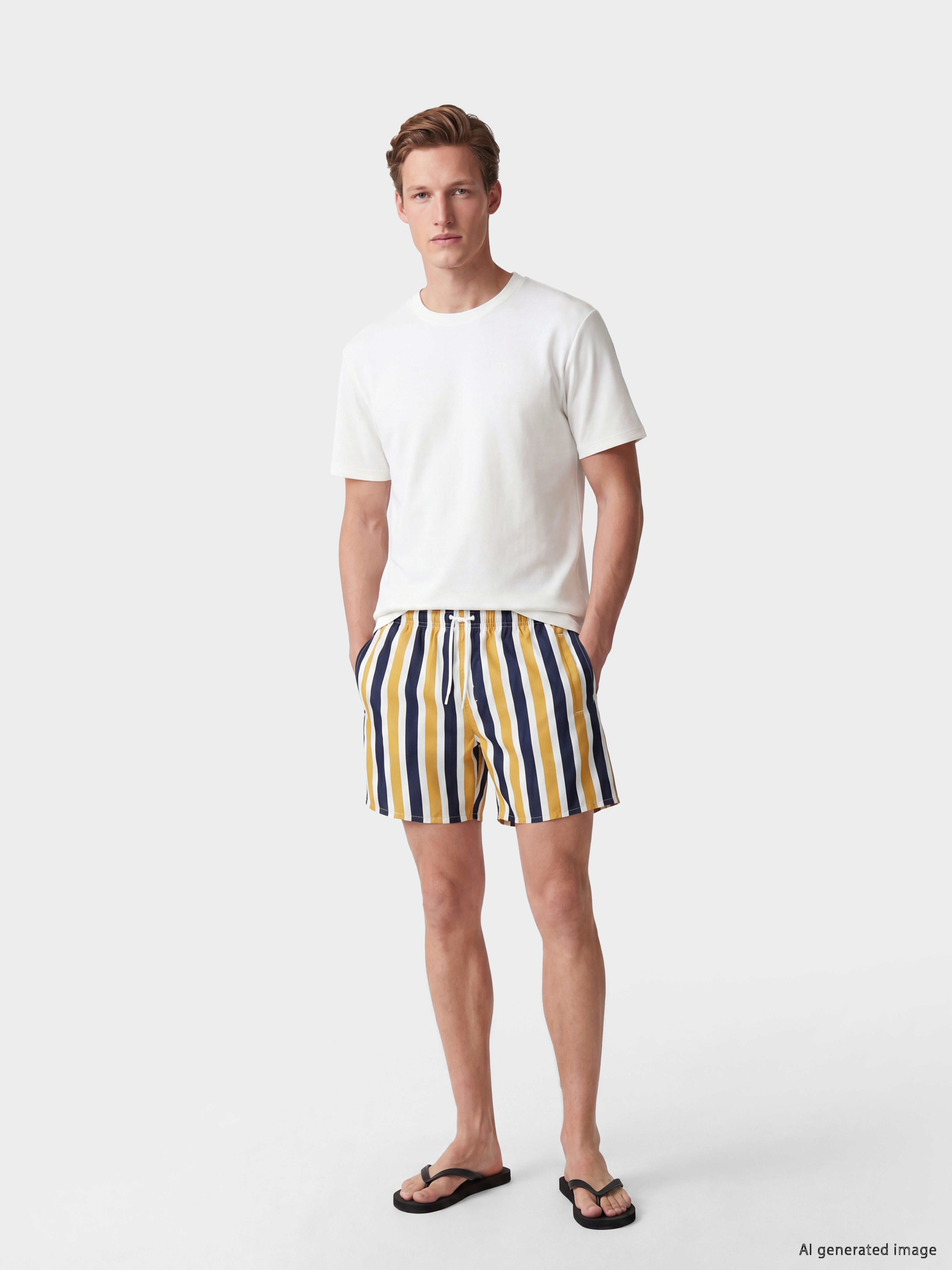 LCW SWIMWEAR Kısa Boy Çizgili Erkek Deniz Şortu görsel 2
