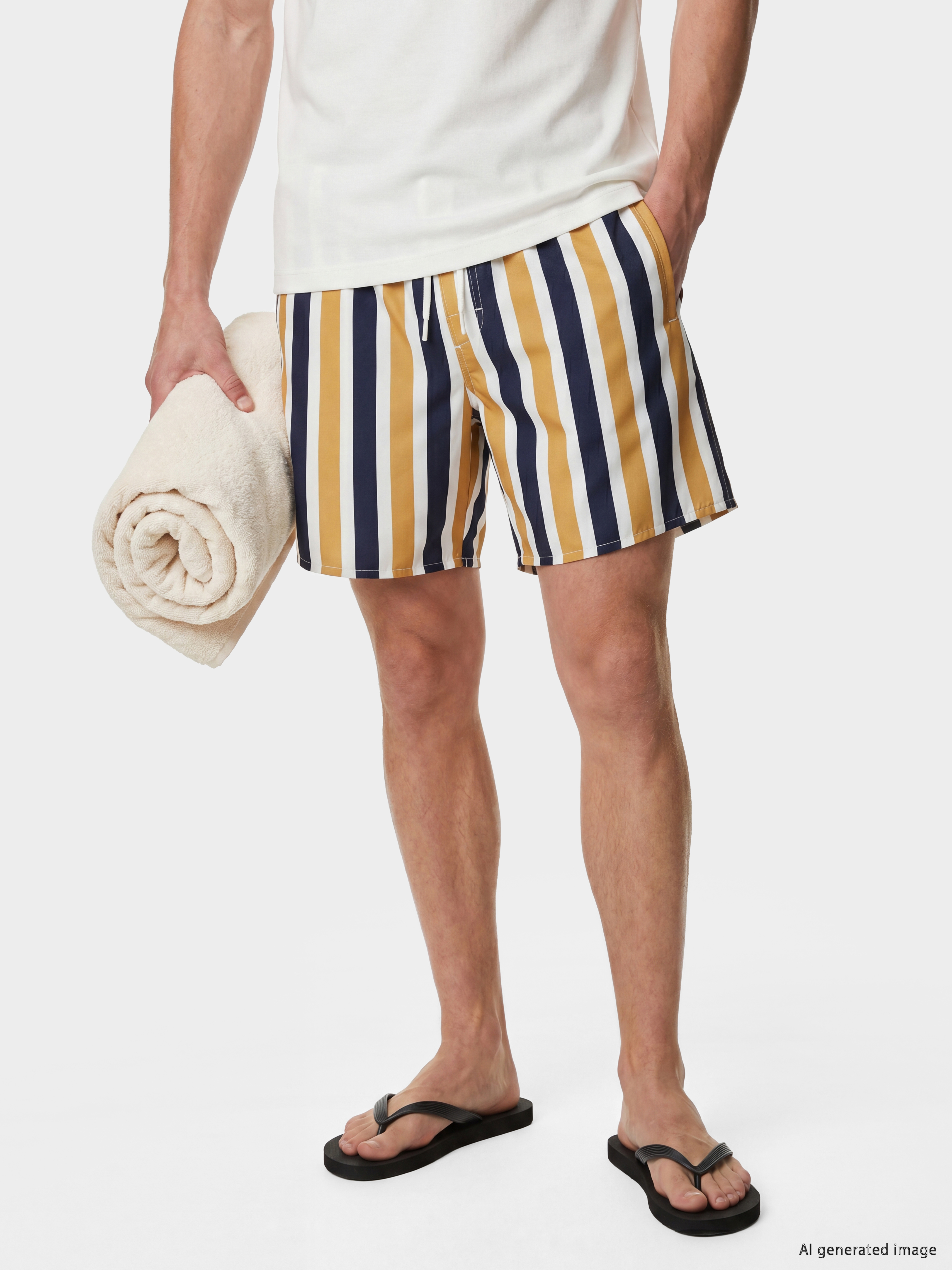 LCW SWIMWEAR Kısa Boy Çizgili Erkek Deniz Şortu görsel 3